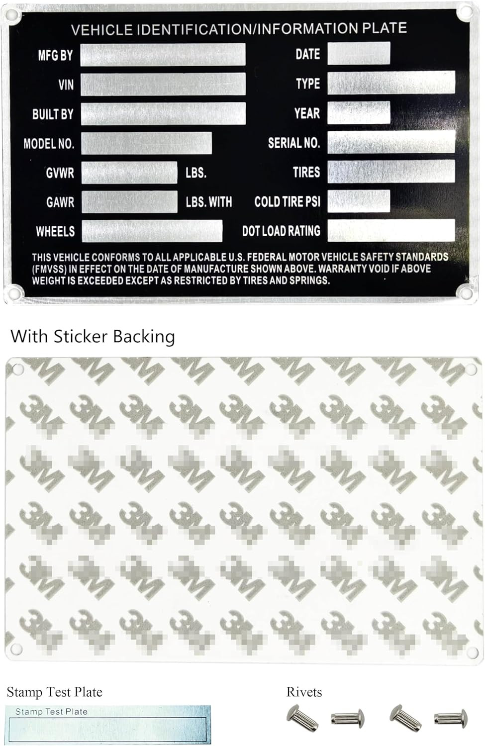 Customizable Aluminum ID Plates for Equipment and Vehicle Identification