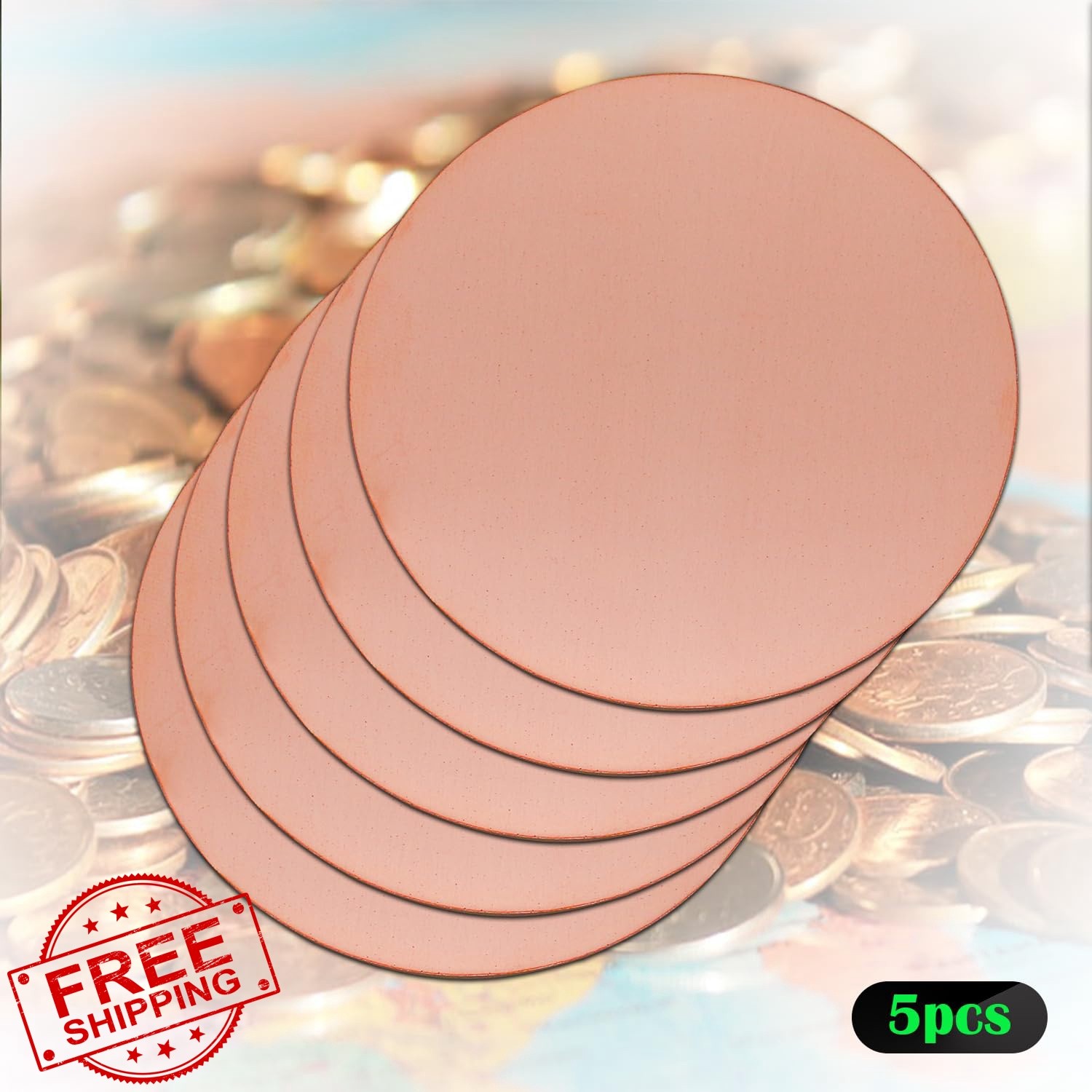 Uxney 4in Copper Round Discs 24 Ga 5 Pack