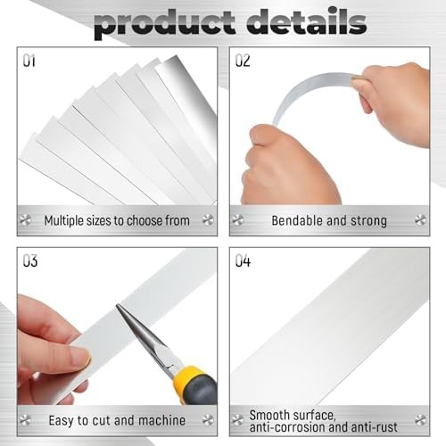 24 Pcs 304 Stainless Steel Strips Metal Shim Stock Assortment 1″ Width x 12″ Len