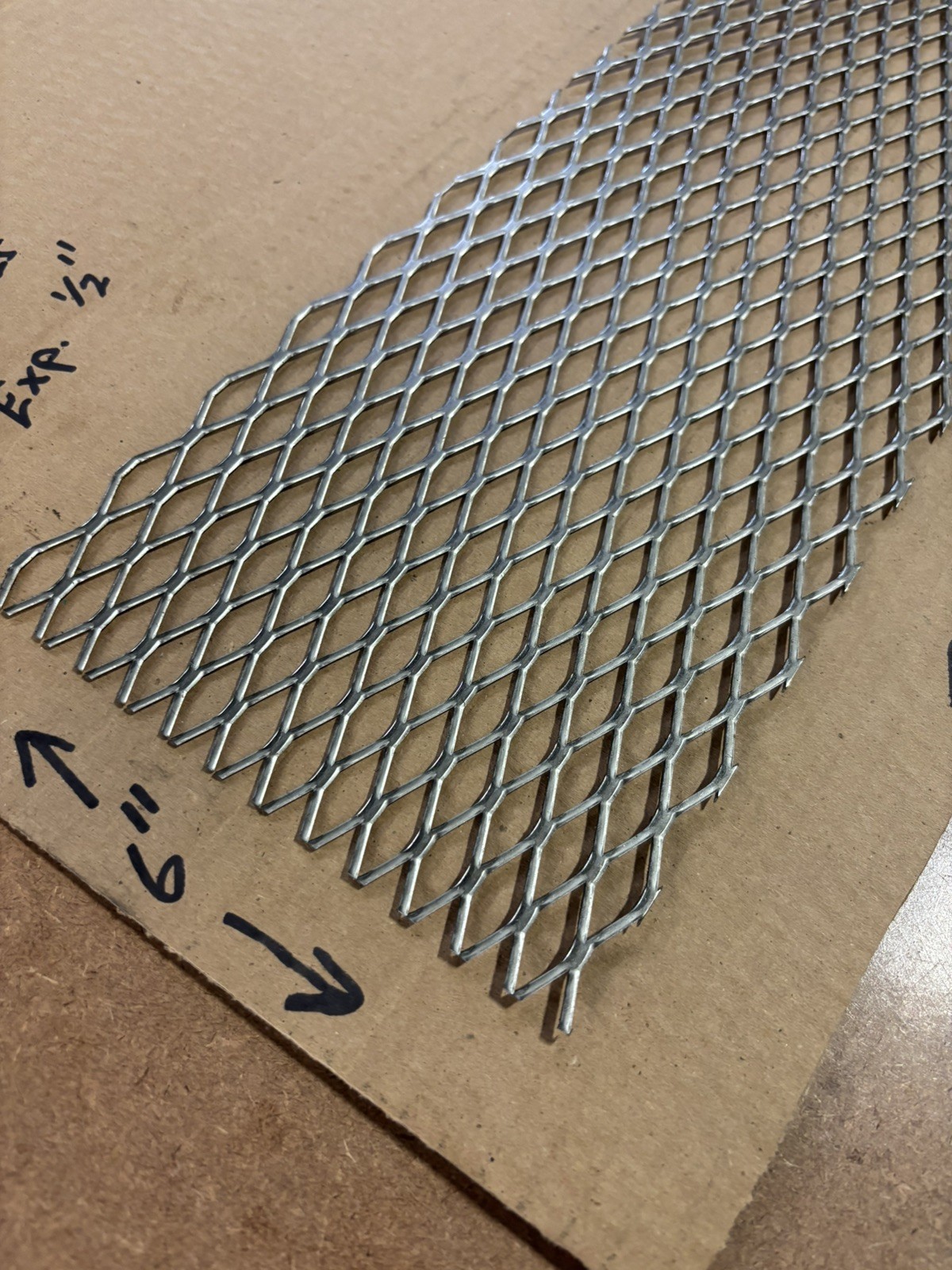 16 Gauge – 1/2” Expanded T-304 Stainless Steel Sheet Metal – 6” X 18” – NEW