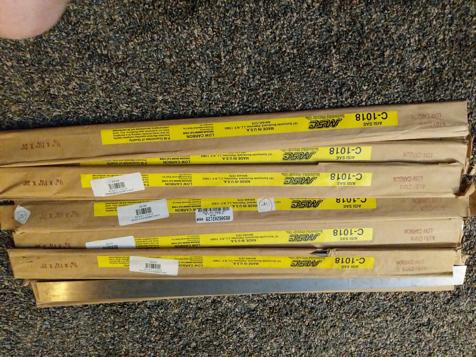 14x Msc 06203129 Precision Ground Flat Stock 3/16 1-1/4 24 Inches