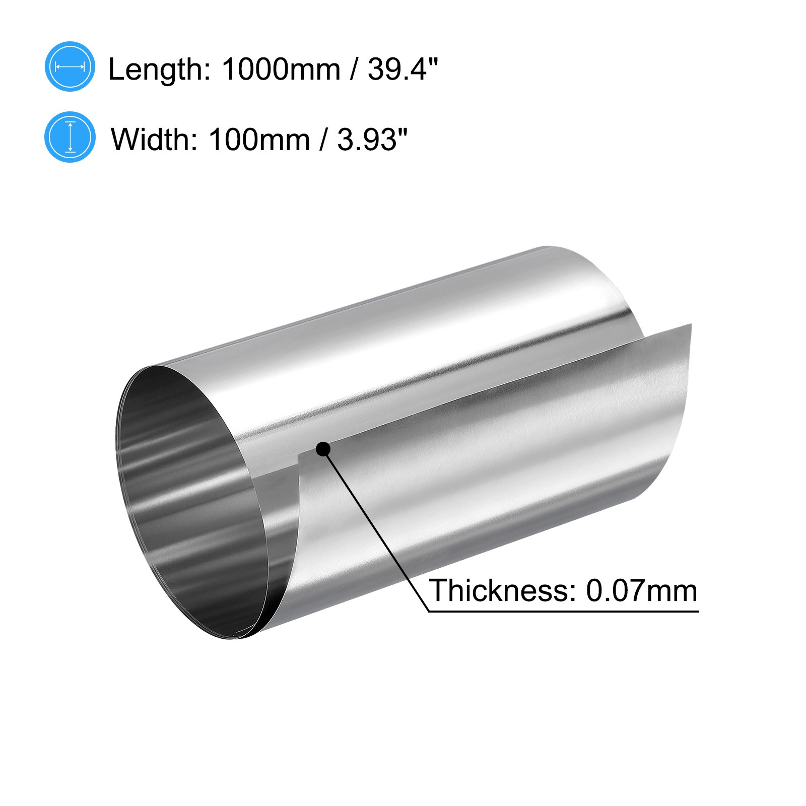 0.07x100x1000mm 304 Stainless Steel Roll Sheet Fine Plate Sheet Foil