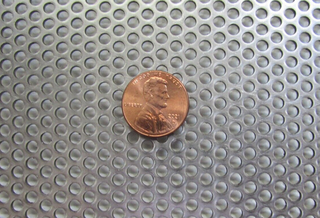 1/8″ HOLES 18 GAUGE 304 STAINLESS STEEL PERFORATED SHEET–11 ” X 23″