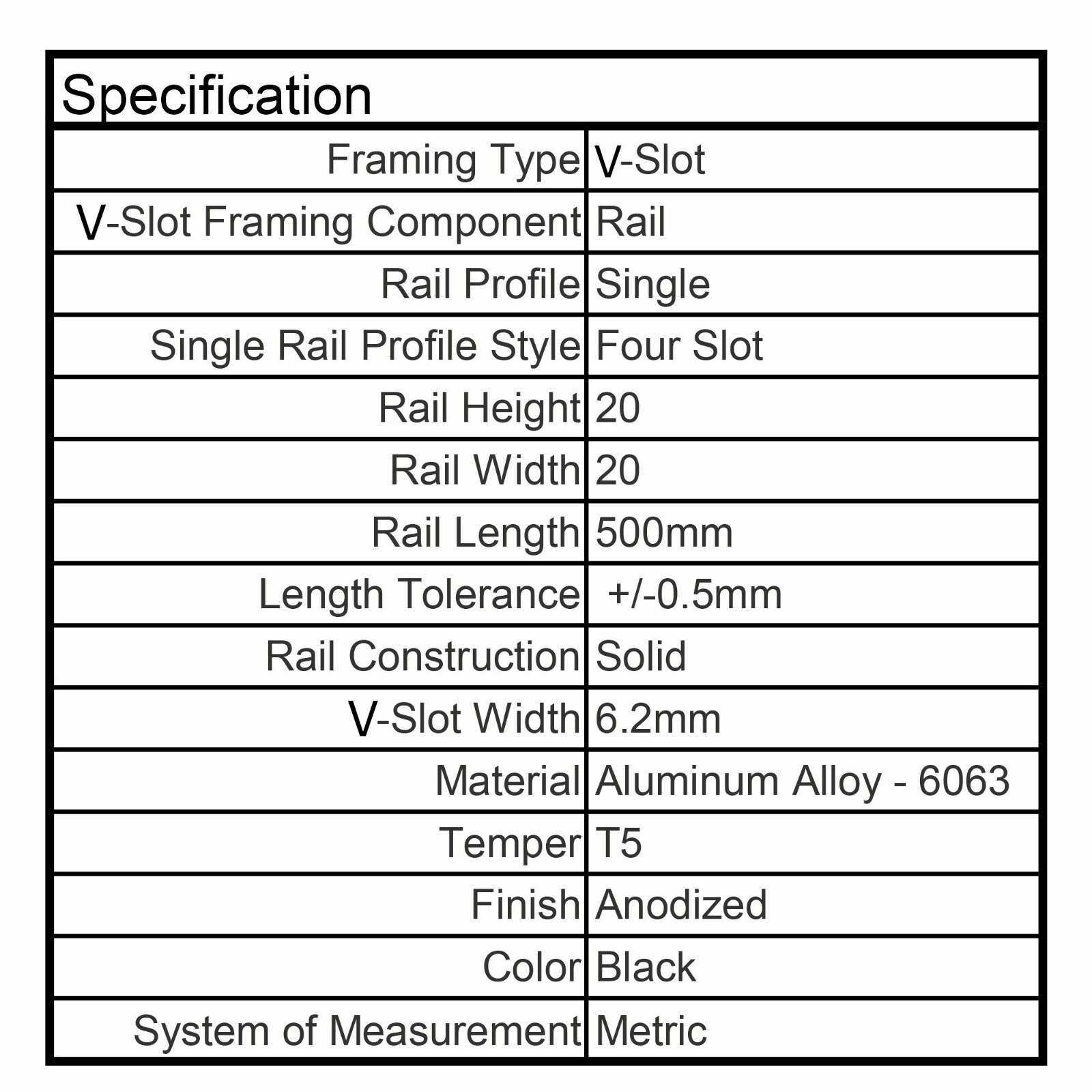 4Pcs 500mm 19.69″ 2020 V Type Slot Aluminum Profile European Standard 20mmx20mm