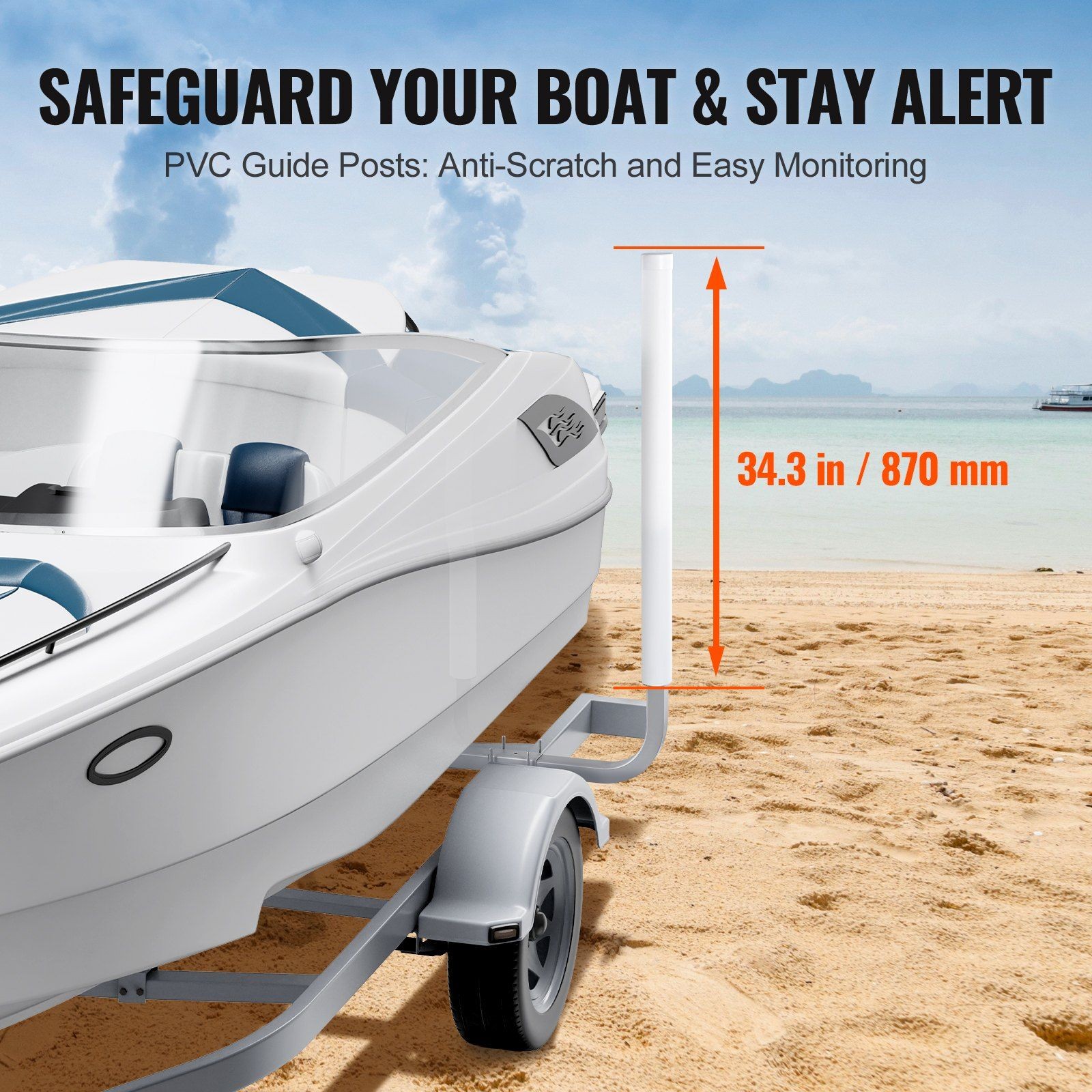 43x2PCS Galvanized Steel & PVC Adjustable Boat Trailer Guide Poles