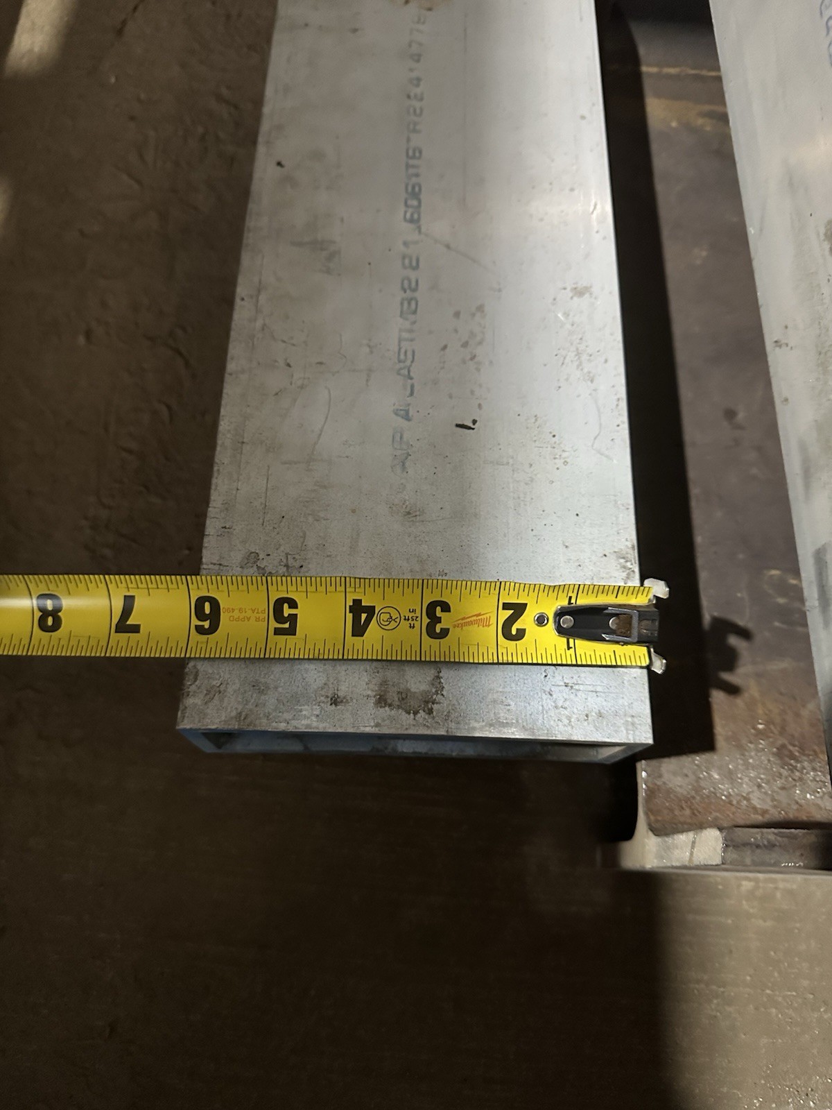 6061 T6 Aluminum Rectangle Tube 2″ x 6″ x 12″ Long 1/4″ .250″ Wall