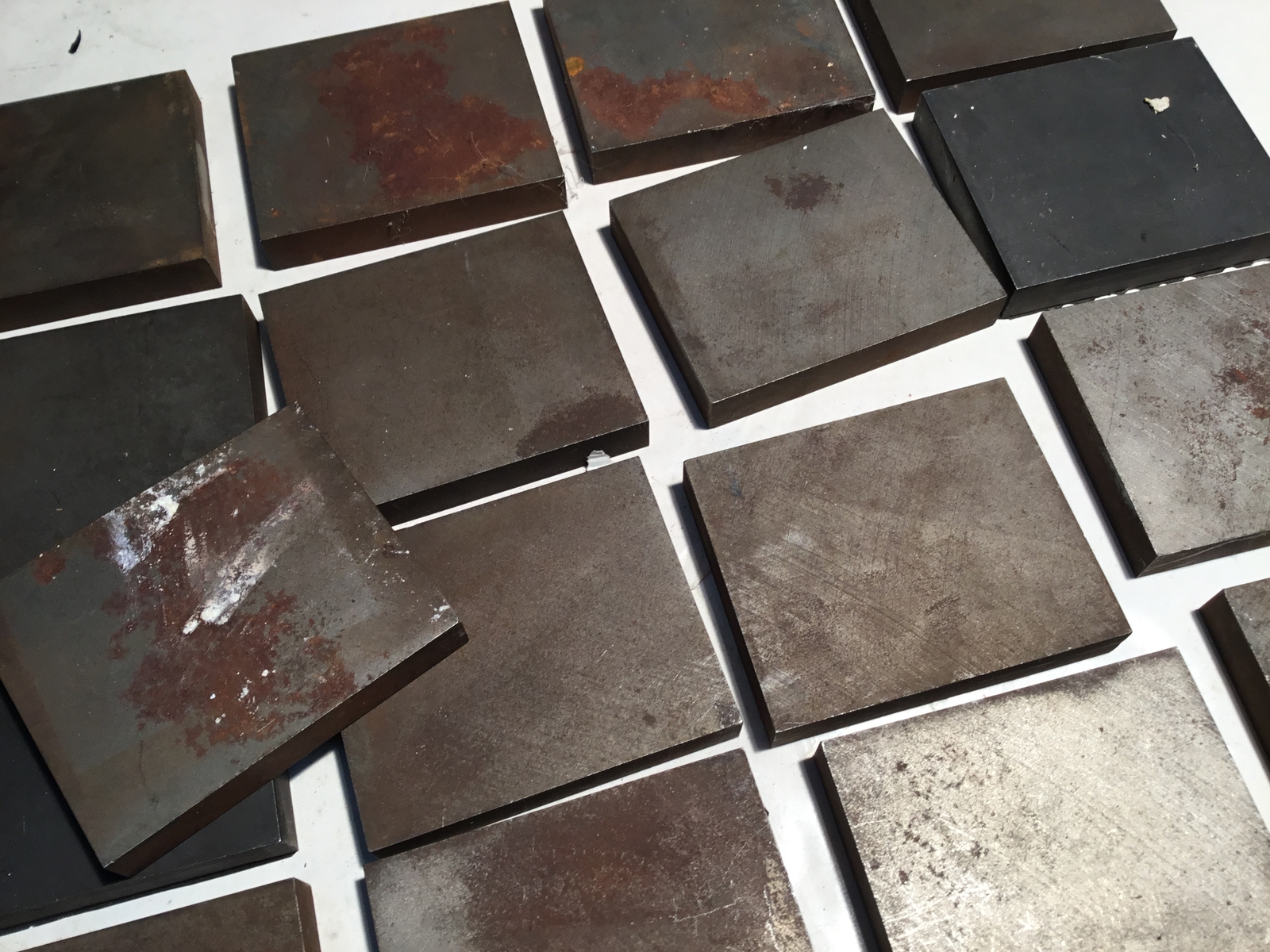 25 pc 3″ x 2.5″ x 0.5″ Hardened Steel Blanks, Unknown Steel Type (301)