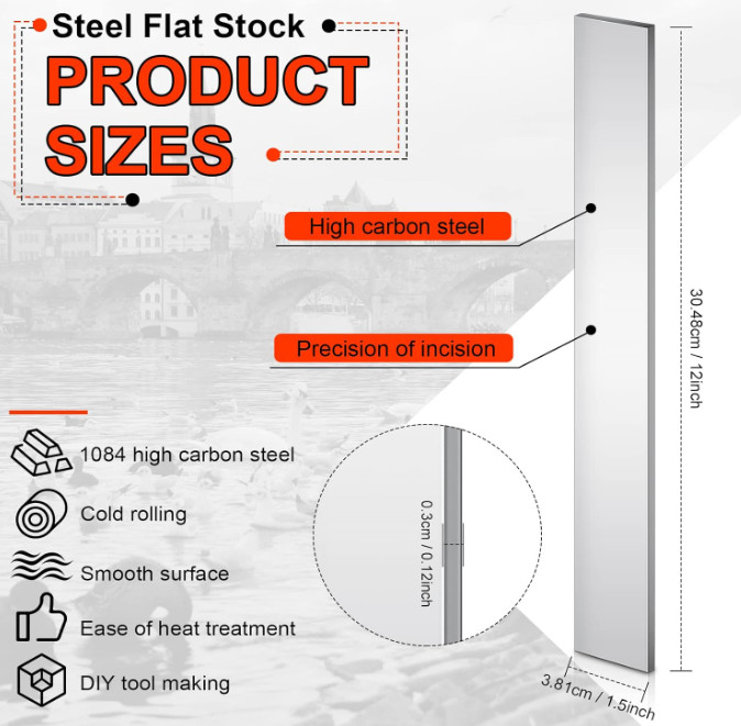 6 Pack 1084 Steel for Knife Making Steel 1/8 x 1-1/2 x 12 1084 Steel Flat