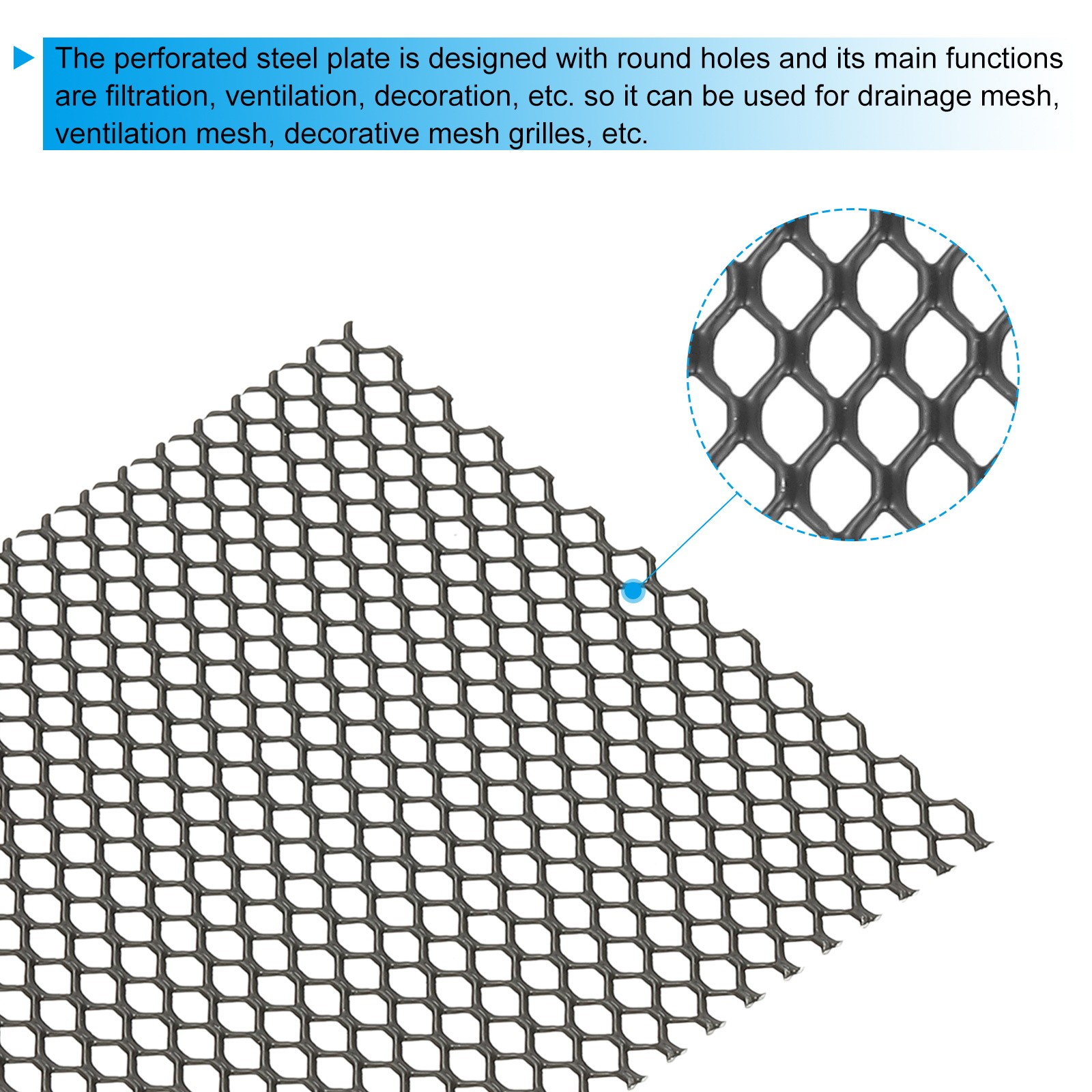 4″L x 4″W Universal Car Grill Mesh, 2Pcs 5x8mm Hexagon Hole, Black