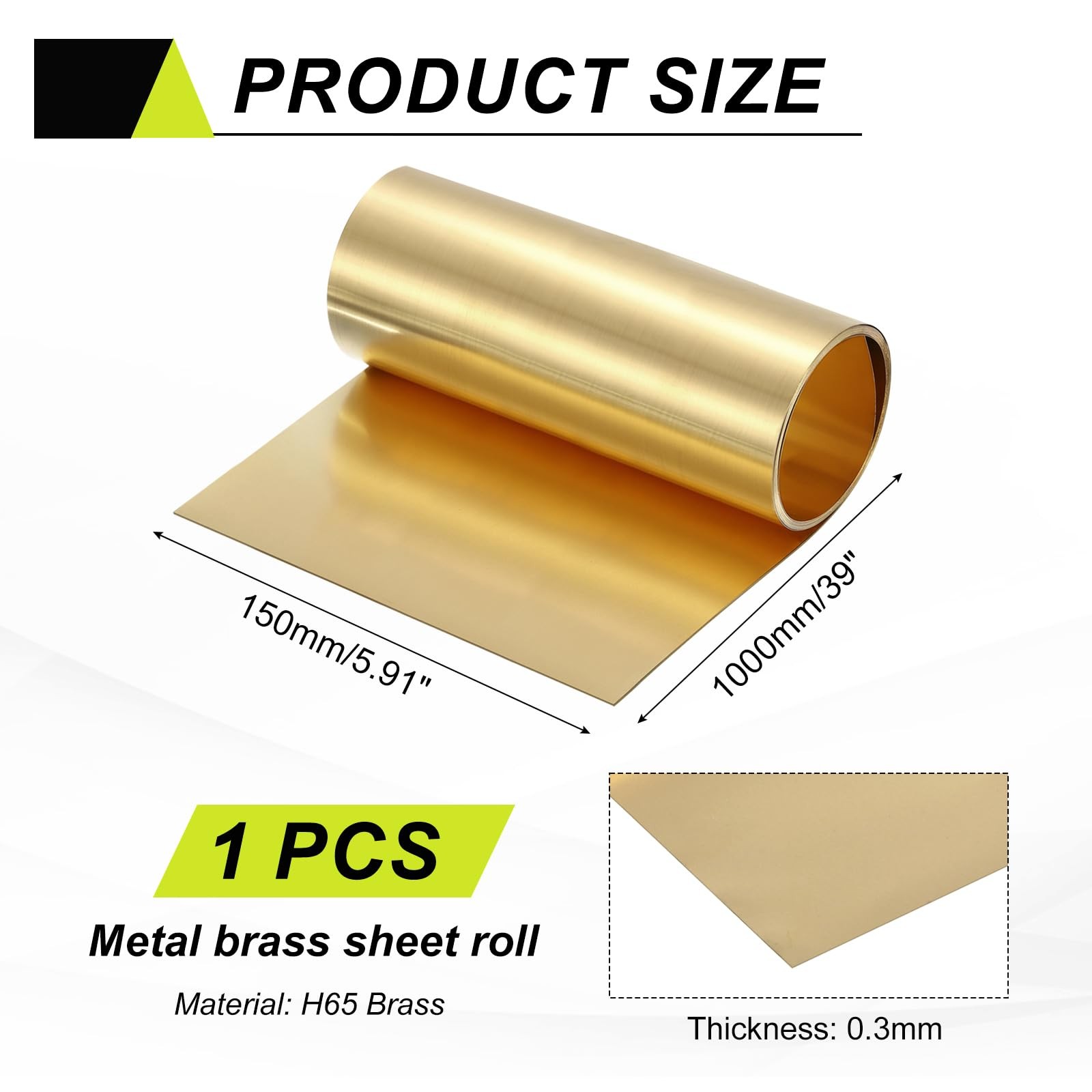 Gold Brass Sheet Foil Roll Metal Flashing Crafting Electrical 0.3x150x1000mm