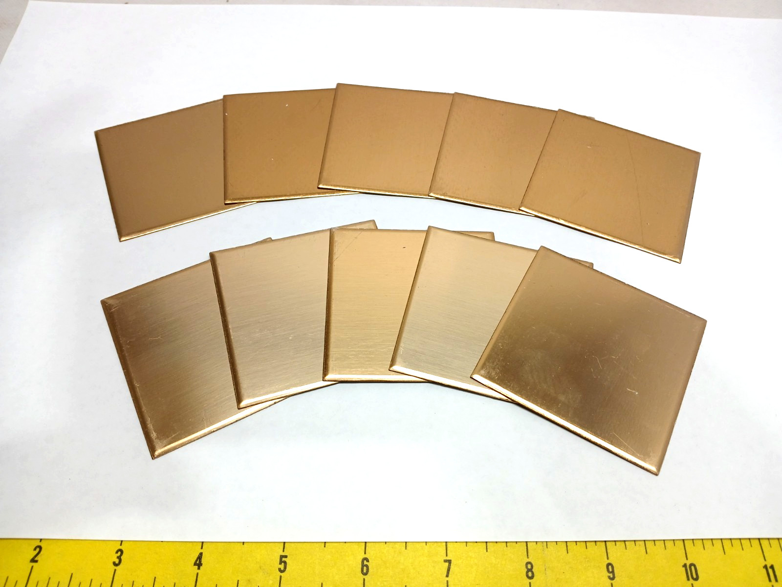10 Blank Brass 2 3/4″ x 2 3/4″ Beveled Engraving Plates – Square Trophy Plaque