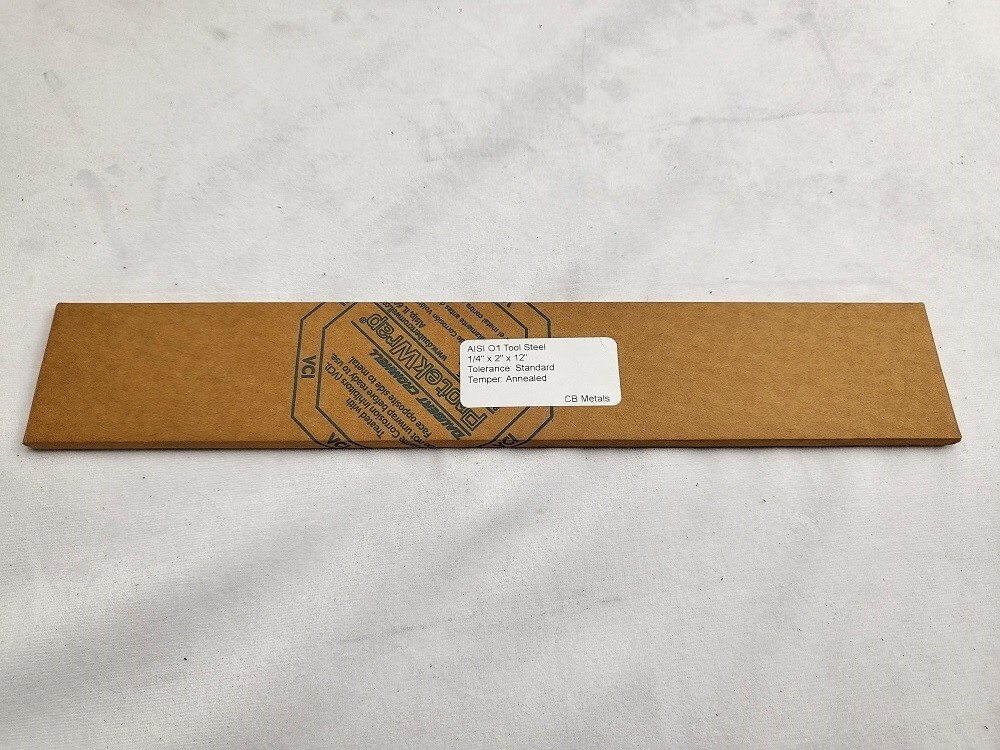O1 Tool Steel 1/4″ x 2, 12″ long bar, Knife Making Stock, Billet