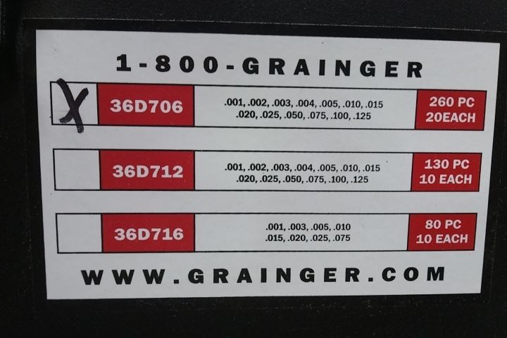 Brand Name 36D706 260 Pc 5 In Shim Length/Width Slotted Shim Assortment