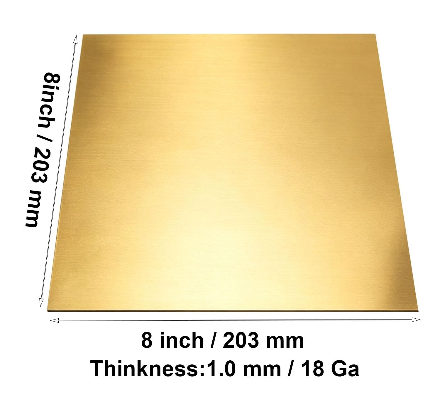 Brass Sheet 8″x8″ 18 Gauge (1mm) – 2PCS, No Scratches, Protective Film Both Side
