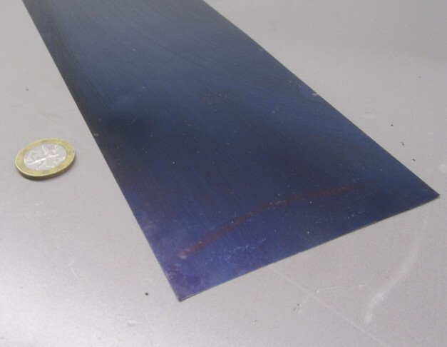 1095 Hard Blue Tempered Spring Steel Shim .015″ Thick x 4.00″ Wide x 48″ Long