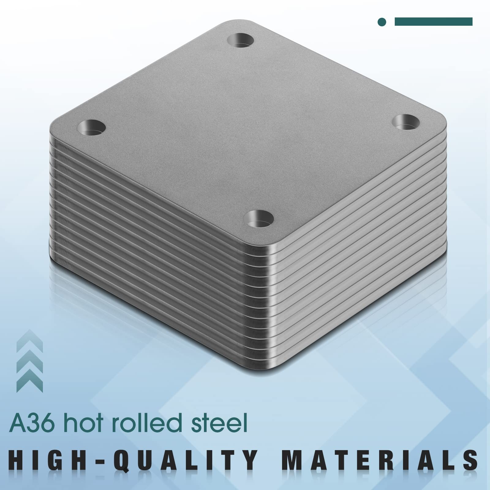 12 Pcs A36 Steel Plate Hot Rolled 4 x 4 Inch, as shown in the picture