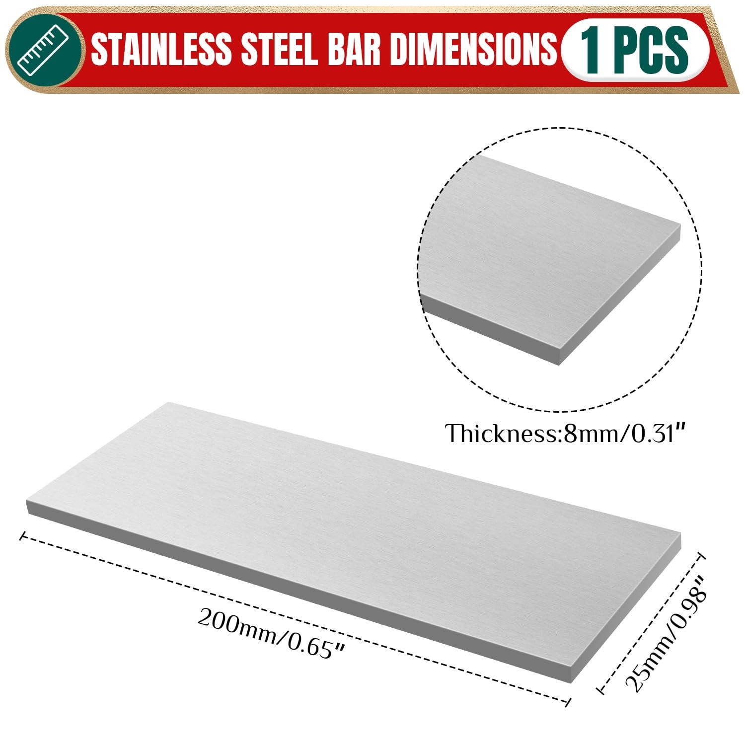 Uxney 5/16″ x 1″ x 8″ 304 Stainless Steel Flat Bar