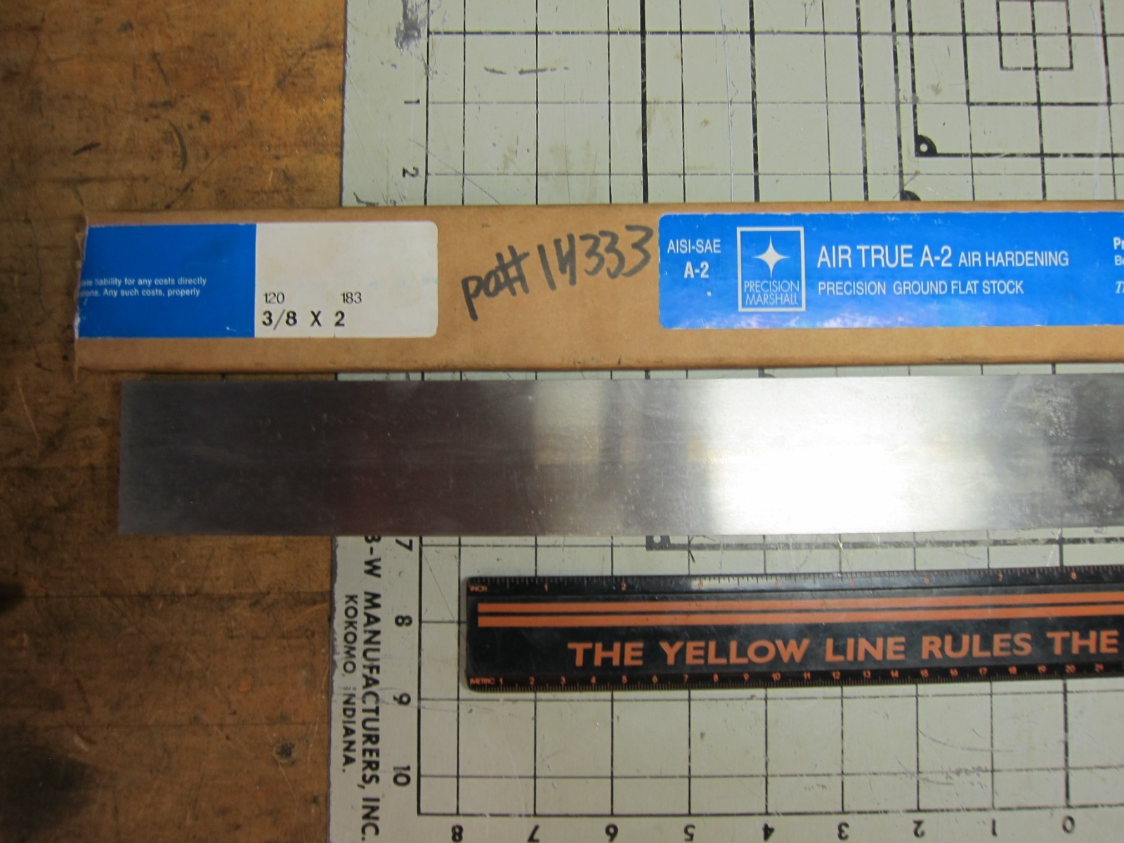 A2 Air Hardening Ground Tool Steel Flat Stock 3/8″ x 2″ x 24″
