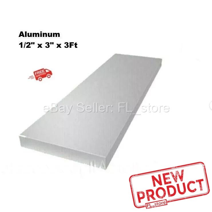 1/2″ Thick Aluminum Flat Bar Stock 3″ Wide x 3 Feet Long Unpolished Finish Alloy