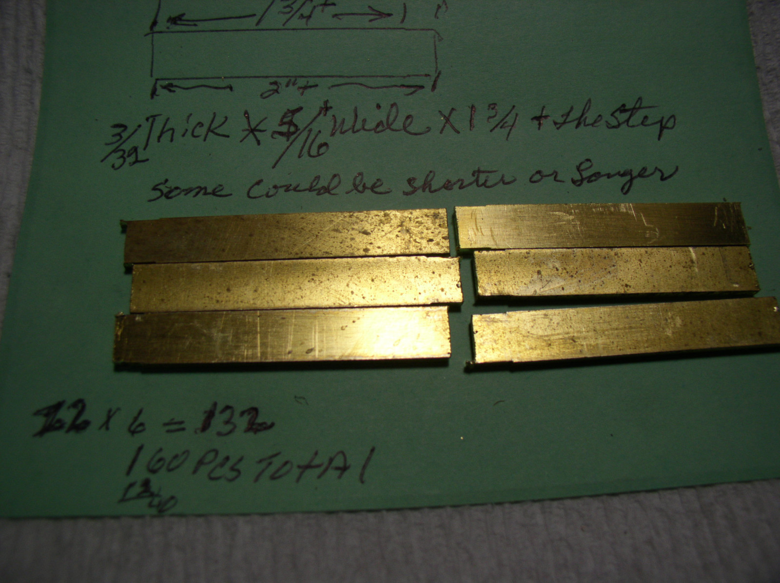 6 PCS. 3/32″ X 5/16″ X 1 3/4″+ LONG SOLID BRASS FLAT SHEET LASER DROPS