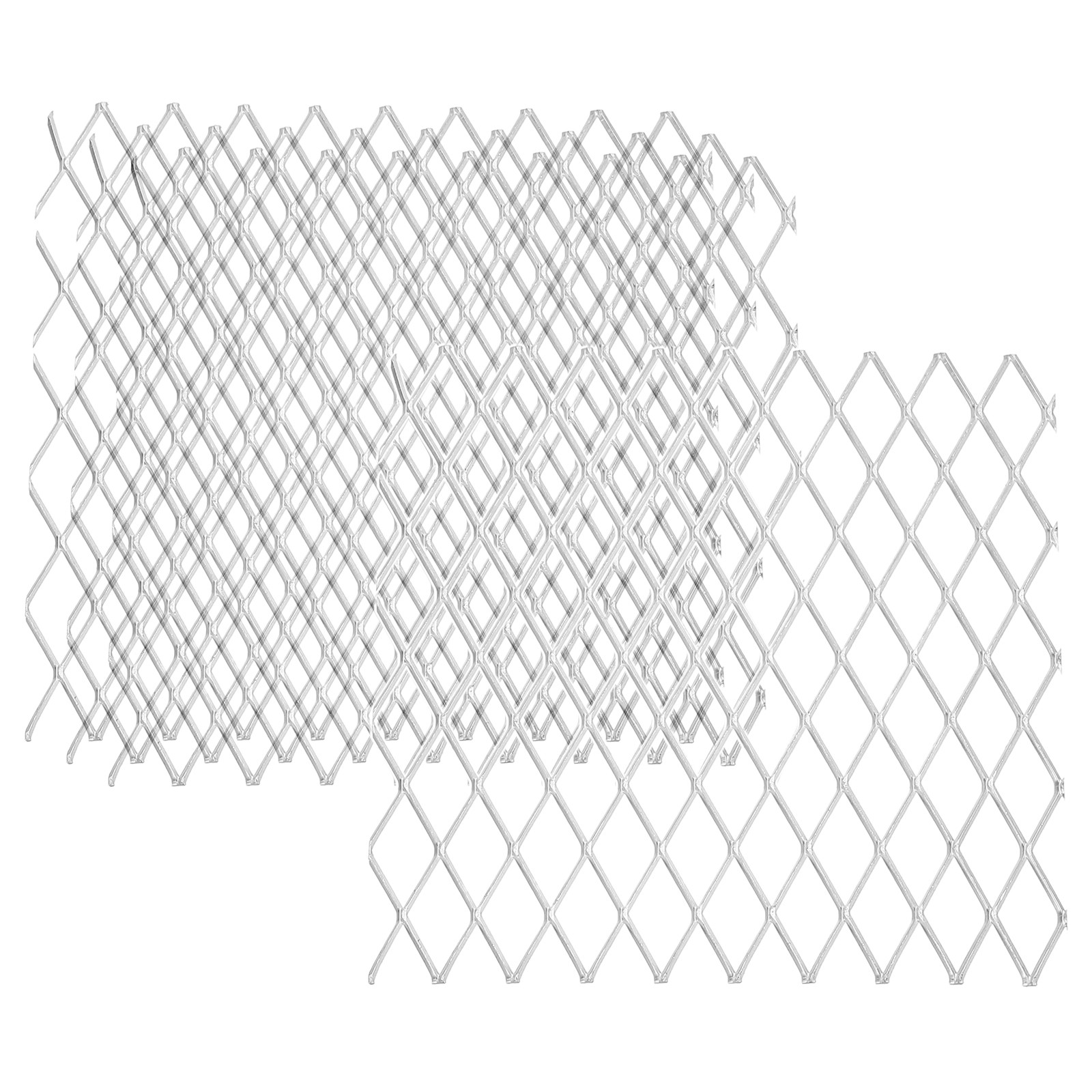 4″L x 4″W Universal Car Grill Mesh, 4Pcs 10x20mm Diamond Hole, Silver Tone