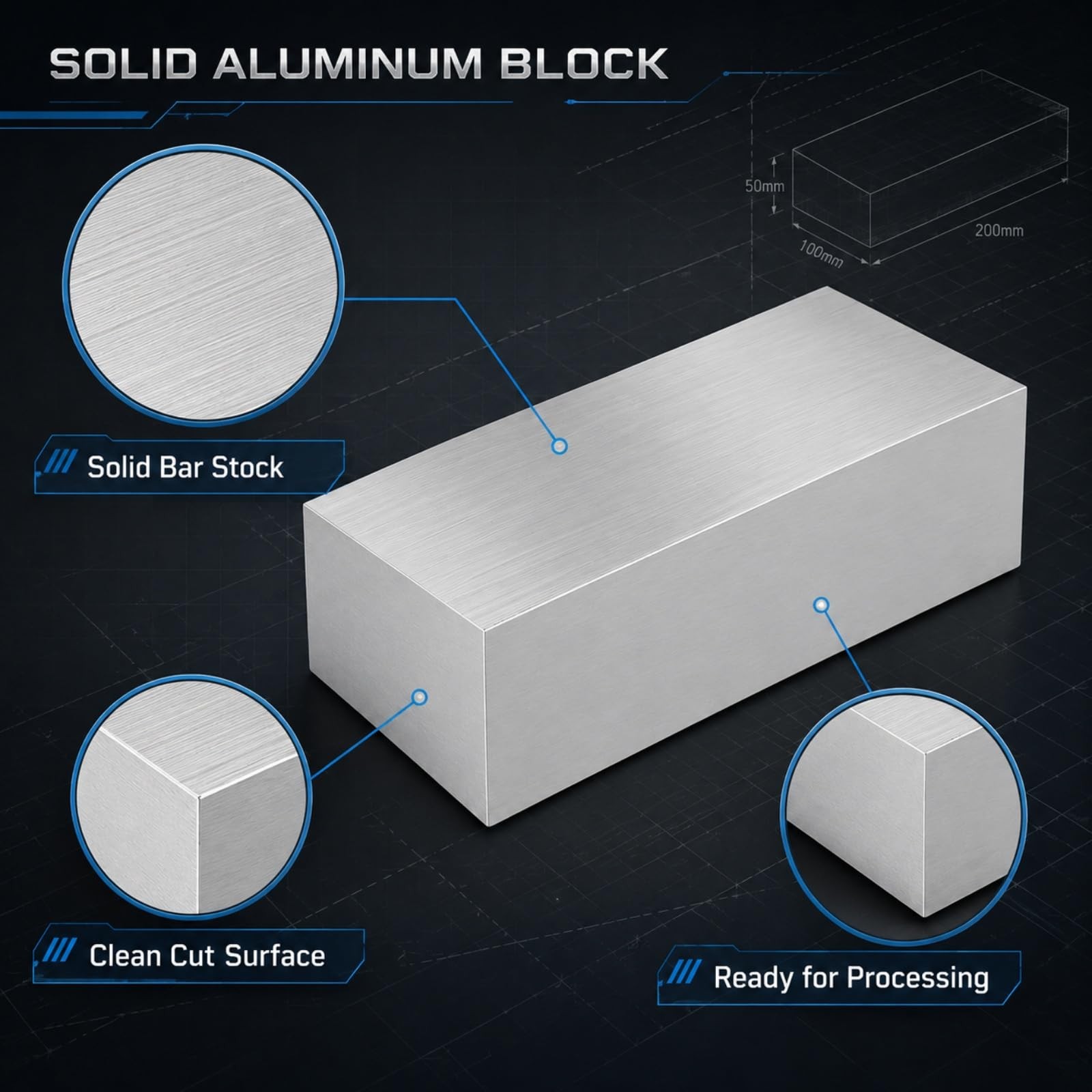 1PCS 6061 Aluminum Block 2 x 4 x 8 Inch, Solid Aluminum Flat Bar Stock, Alumi…