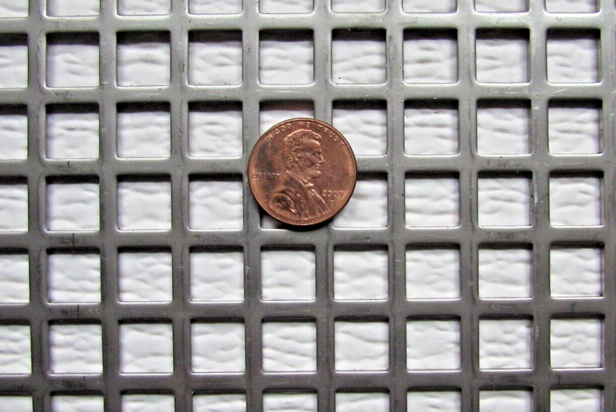 3/8″ SQUARE HOLE PERFORATED CARBON STEEL METAL 16 GA.- —-12″ X 24″
