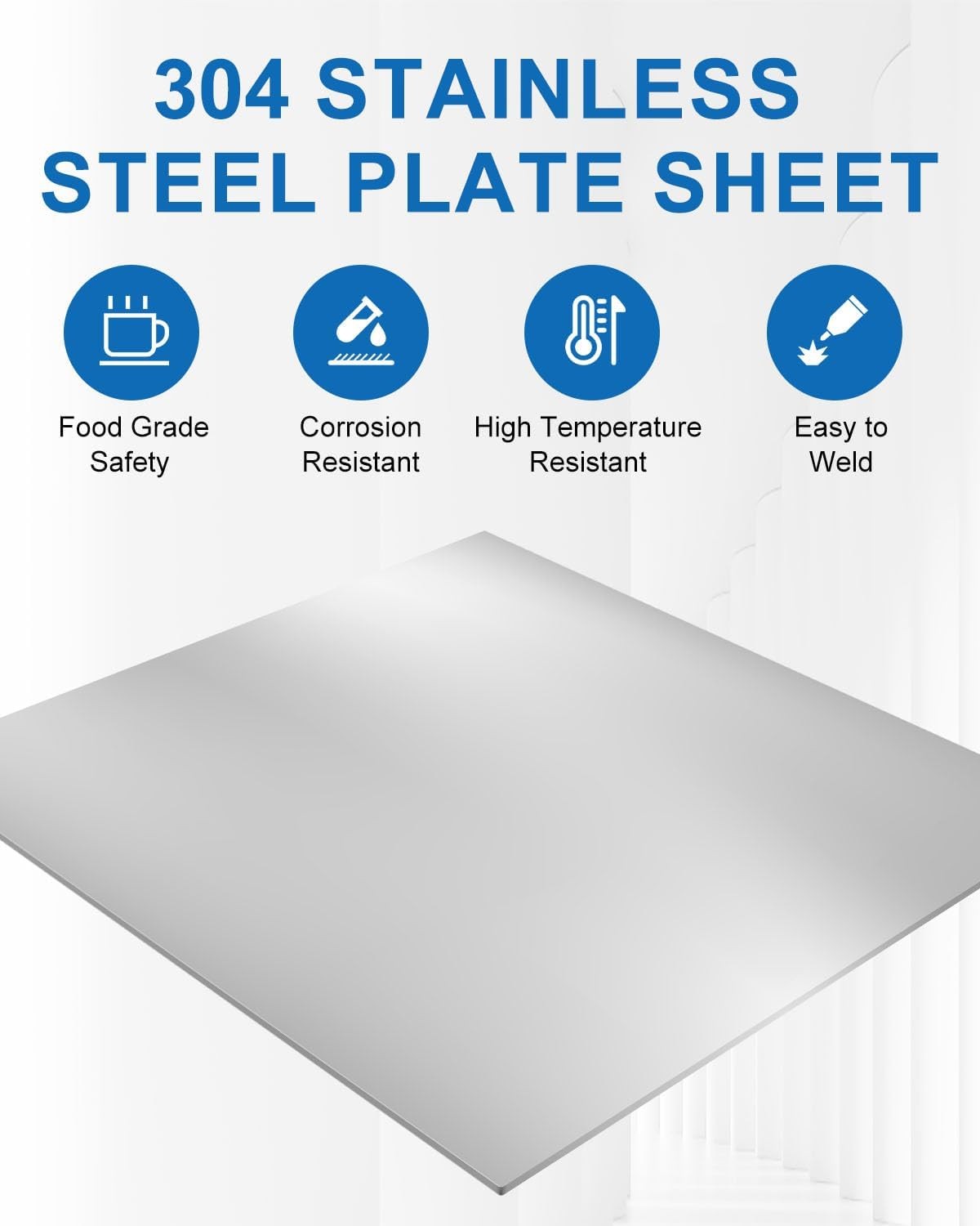 Rocaris 2pcs 304 Stainless Steel Sheet, 12″ X X 12x12x1/32inch, Grey