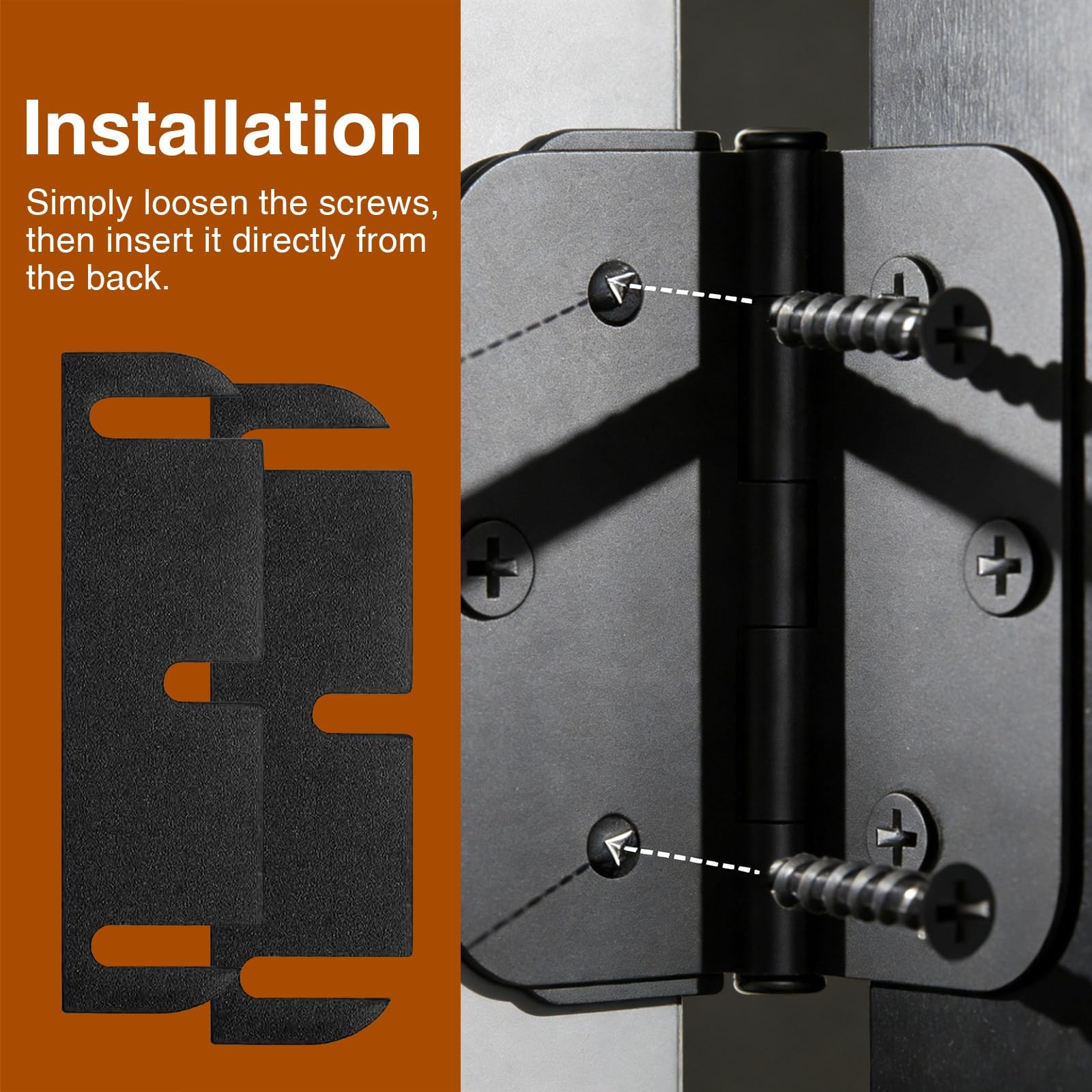 20 PCS Black 3.5″ Door Hinge Shims Plate 0.47″ Inch Thick Jamb Repair Kit