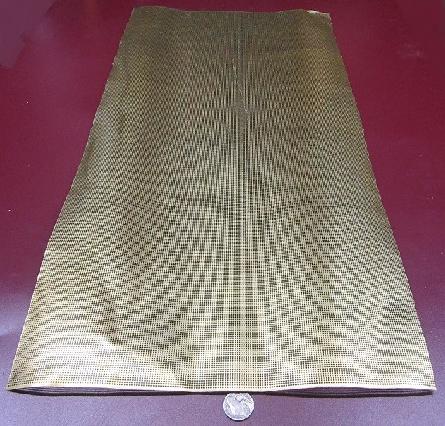 Brass Perforated Extra Thin Sheet, .016″ Thick x 24″ x Per Ft”, .045″ Hole Dia.