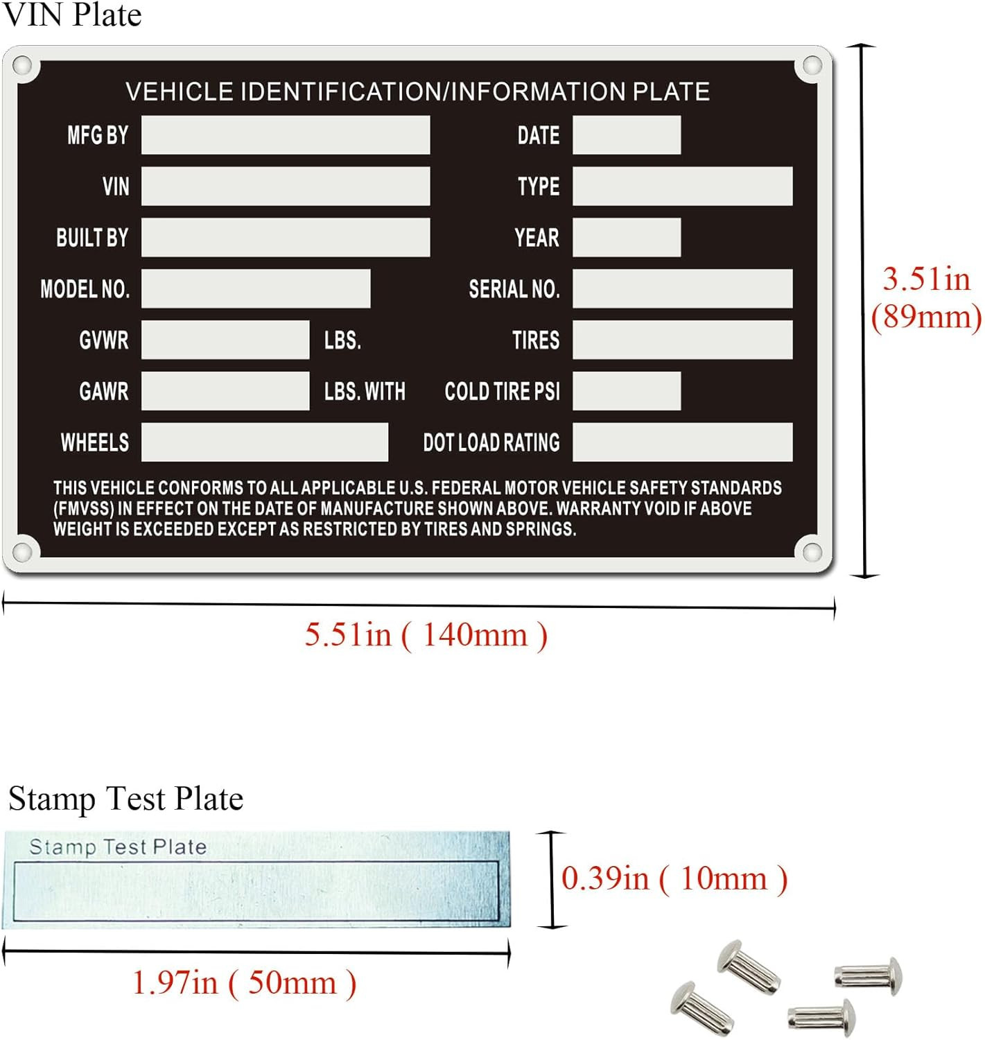 Customizable Aluminum ID Plates for Equipment and Vehicle Identification