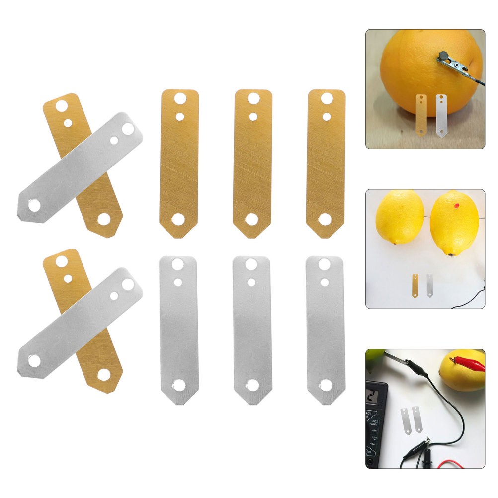 10pcs Copper Zinc Anode Sheet Electrode Strip for Fruit Battery Experiment