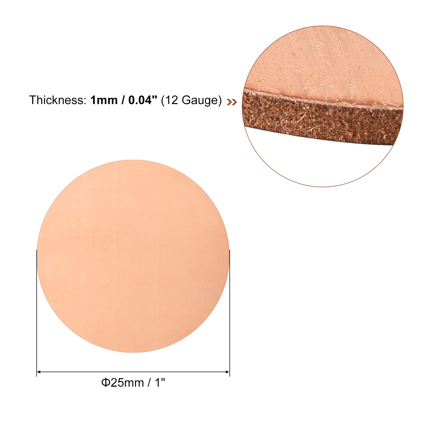 8pack Pure Copper Sheet 1″ x 0.04″ 18 Gauge T2 Copper Metal Round Plate