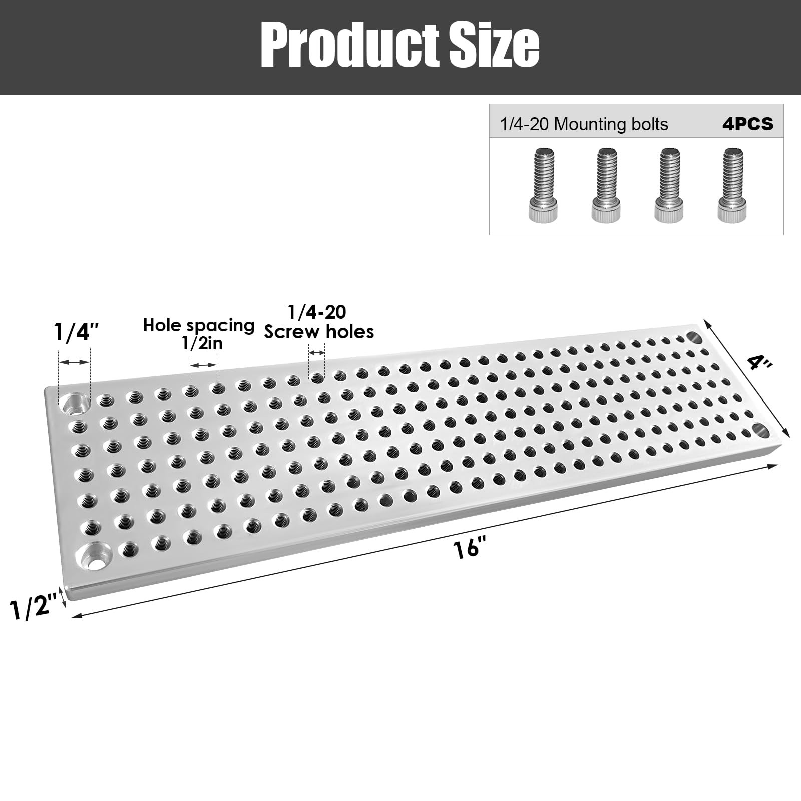 4″ x 16″ x 1/2″ MIC7 Aluminum Fixture/Sacrificial Plate, Mini Pallet