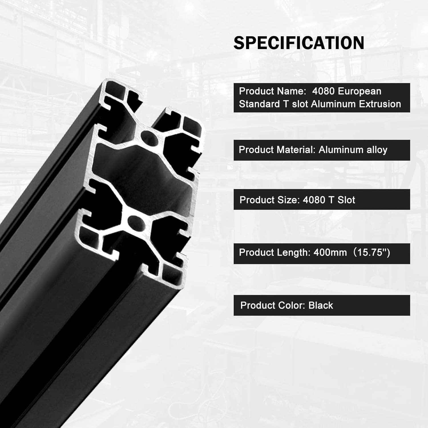 2Pack 4080 T Slot Aluminum Extrusion 400mm Black Extruded Aluminum Profile 40…