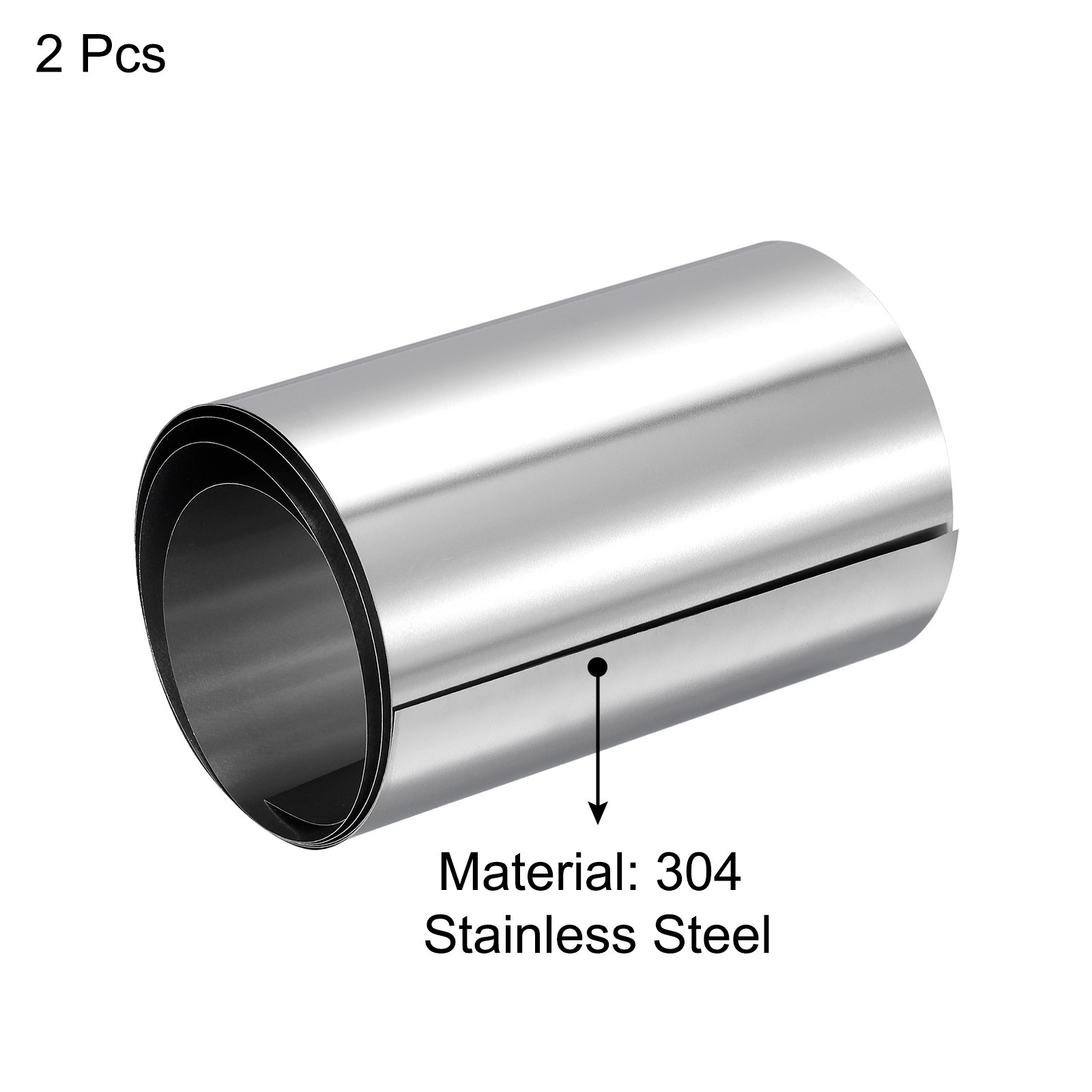 0.1x100x1000mm 304 Stainless Steel Roll Sheet Fine Plate Sheet Foil 2Pcs