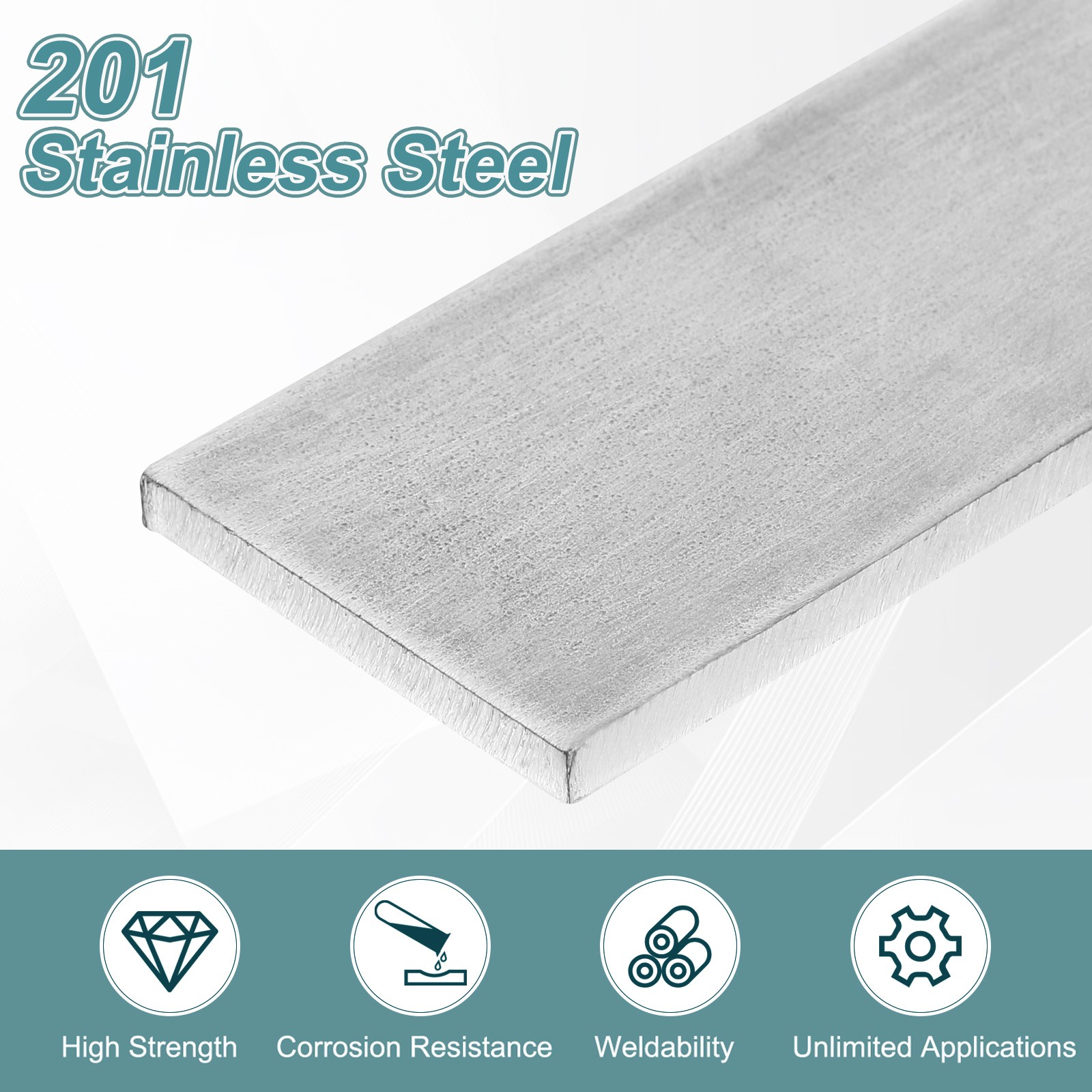 Stainless Steel Flat Bar, 3/16″ Thickness 1-9/16″ Width 4″ Length Metal Bar