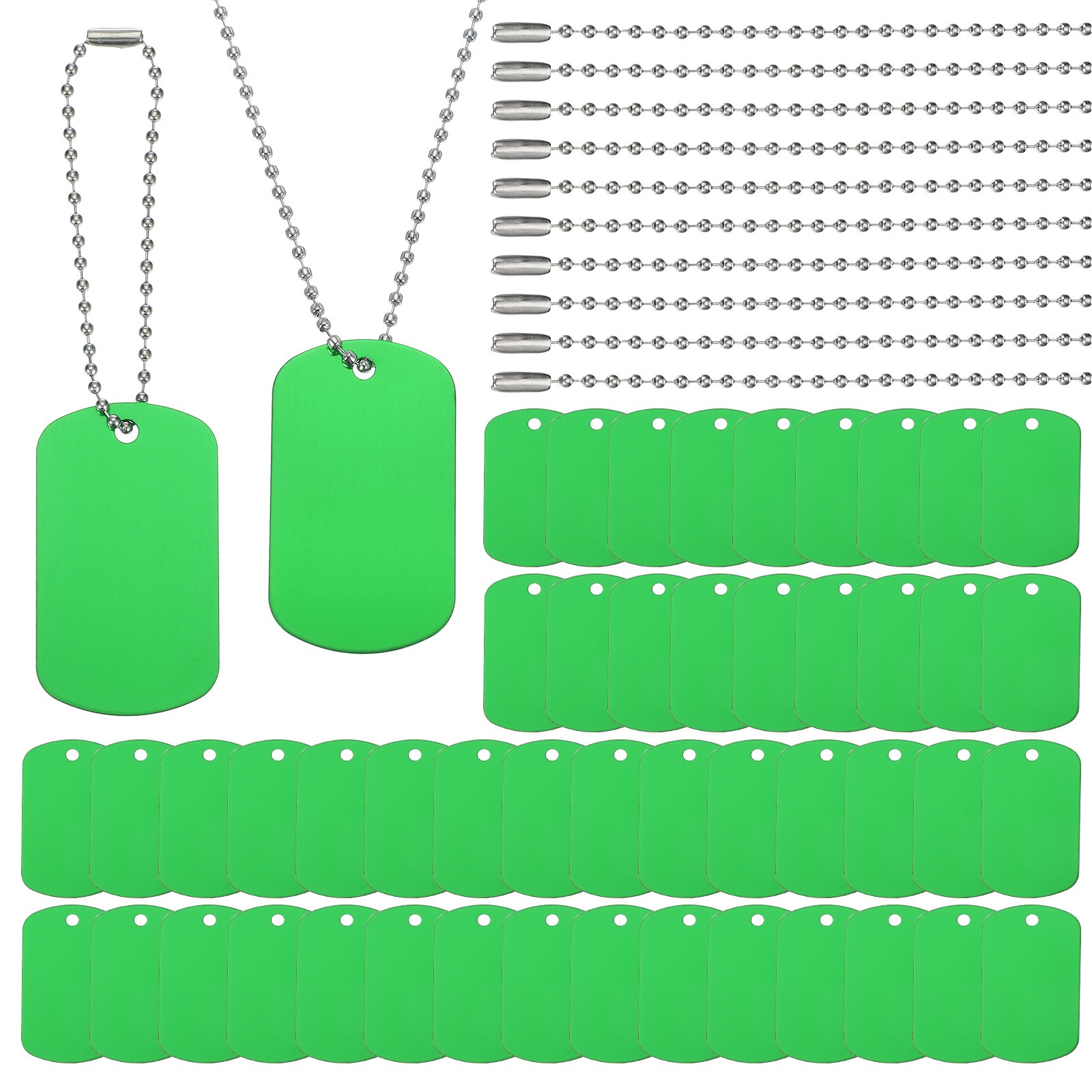 100Pcs Blank Tag Metal Stamping Tags, Rectangle Shape Engraved Tag, Green