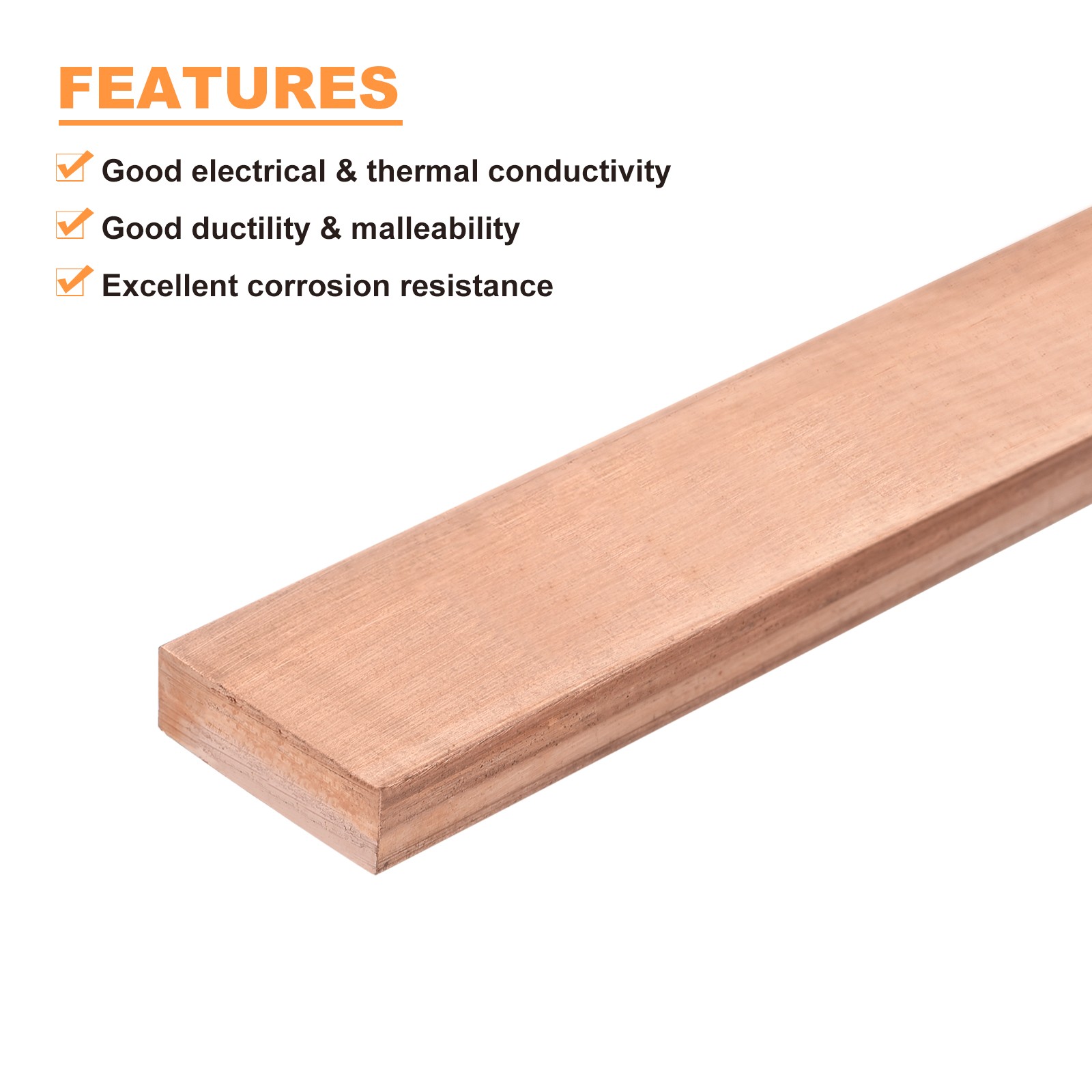 2Pcs Copper Flat Bar, 1/4″ Thickness x 1″ Width x 6″ Length Copper Bar Stock