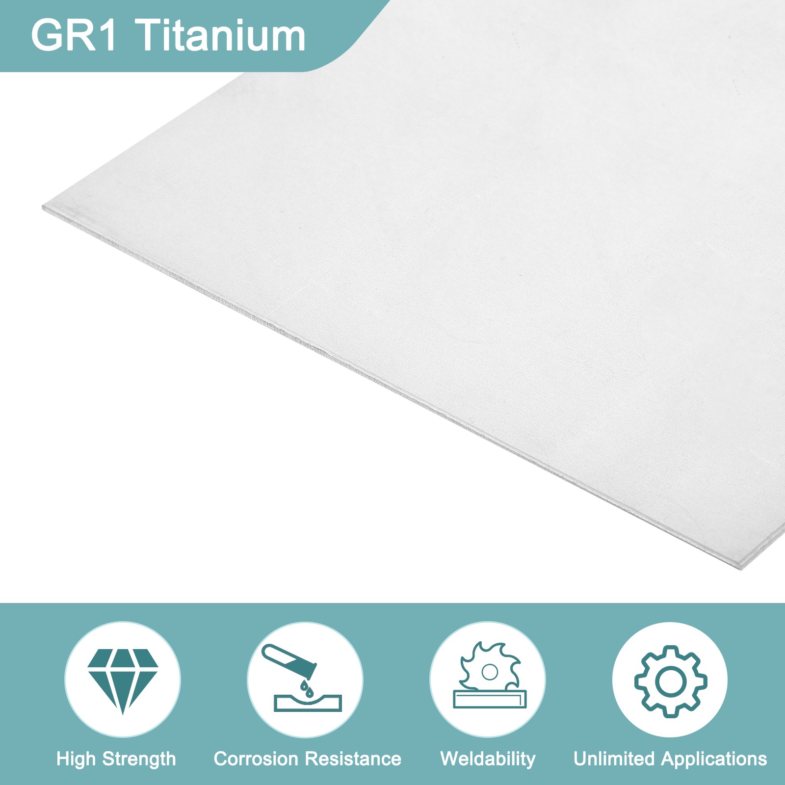 1Pcs GR1 Titanium Plate Sheet, 100x100x1.5mm Titanium Alloy Metal Sheet