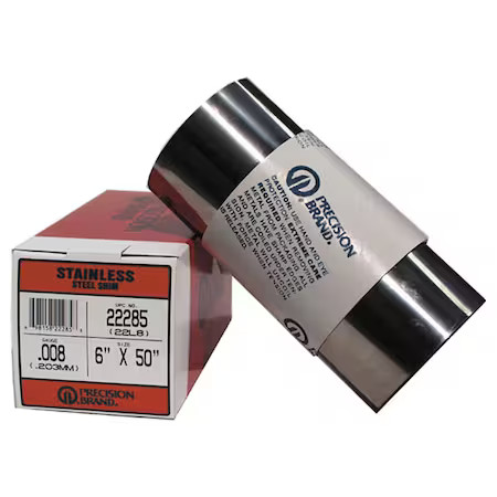 Precision Brand 16600 Shim Stock, Roll, Cold Low Stl, 0.0200 In