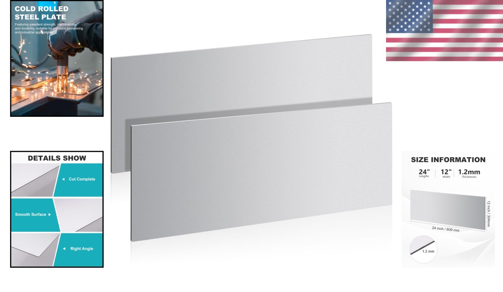 Versatile 2 Pcs 18 Gauge Steel Plates – 24″ x 12″ for DIY, Industrial & Home Use