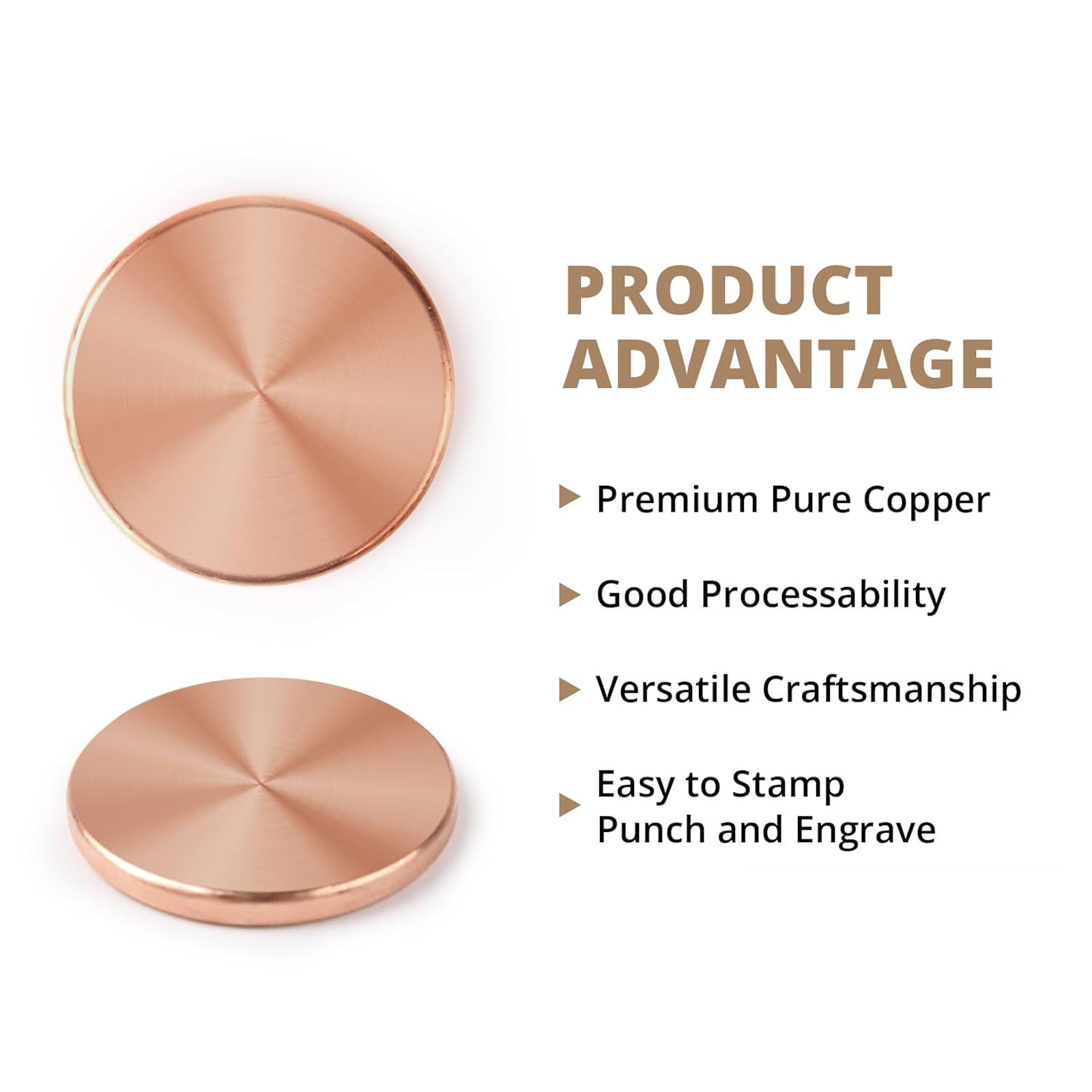 Copper Round Discs 1-1/4 inch Diameter 1/8 inch Thick Pure Copper Plates for