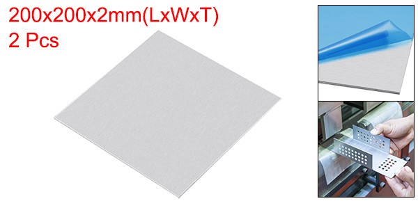 200mm x 200mm x 2mm Rectangle 1060 Aluminum Sheet Flat Metal Plate Stock, 2Pcs