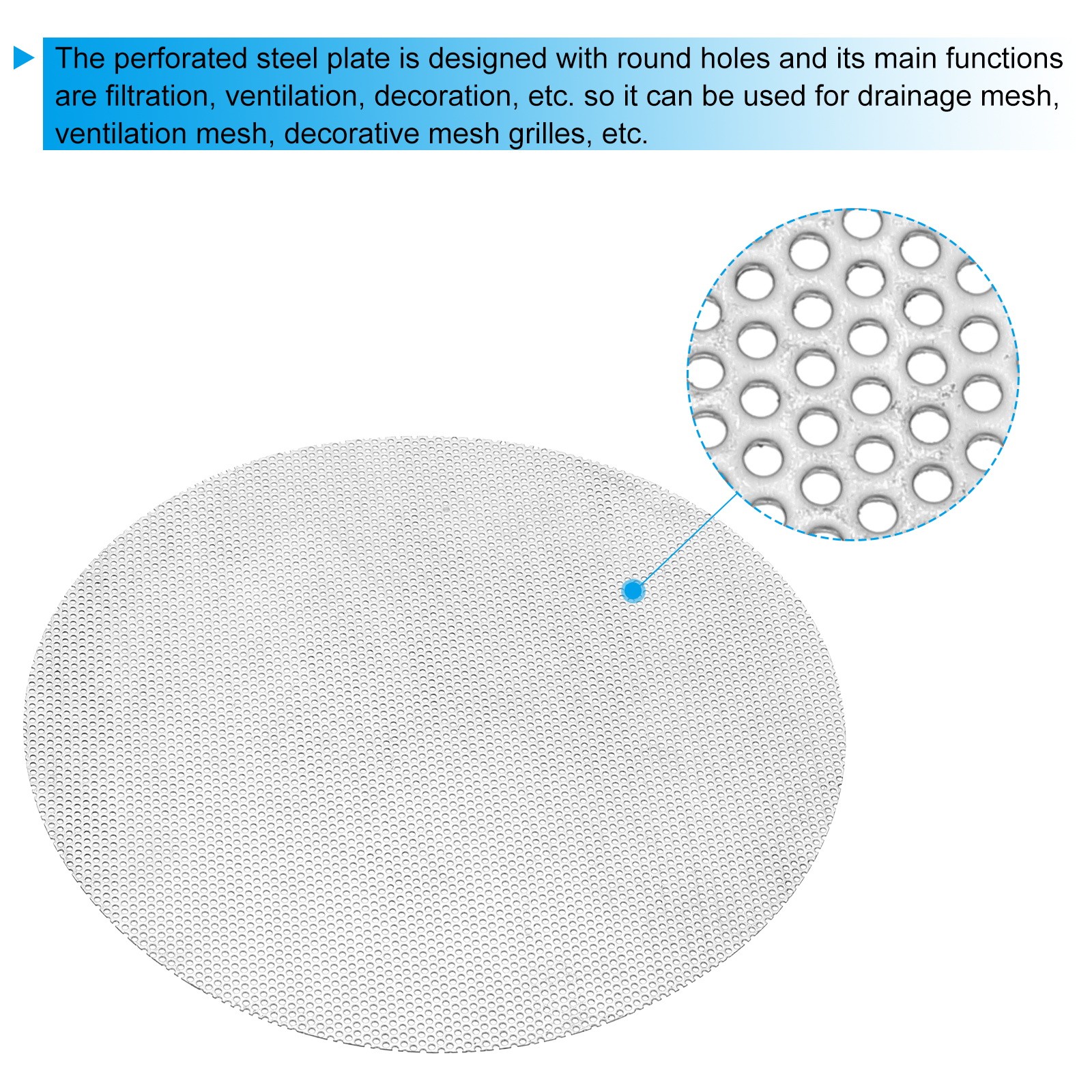 10″ 304 Stainless Steel Perforated Sheet, 0.06″ Hole Metal Mesh Plate