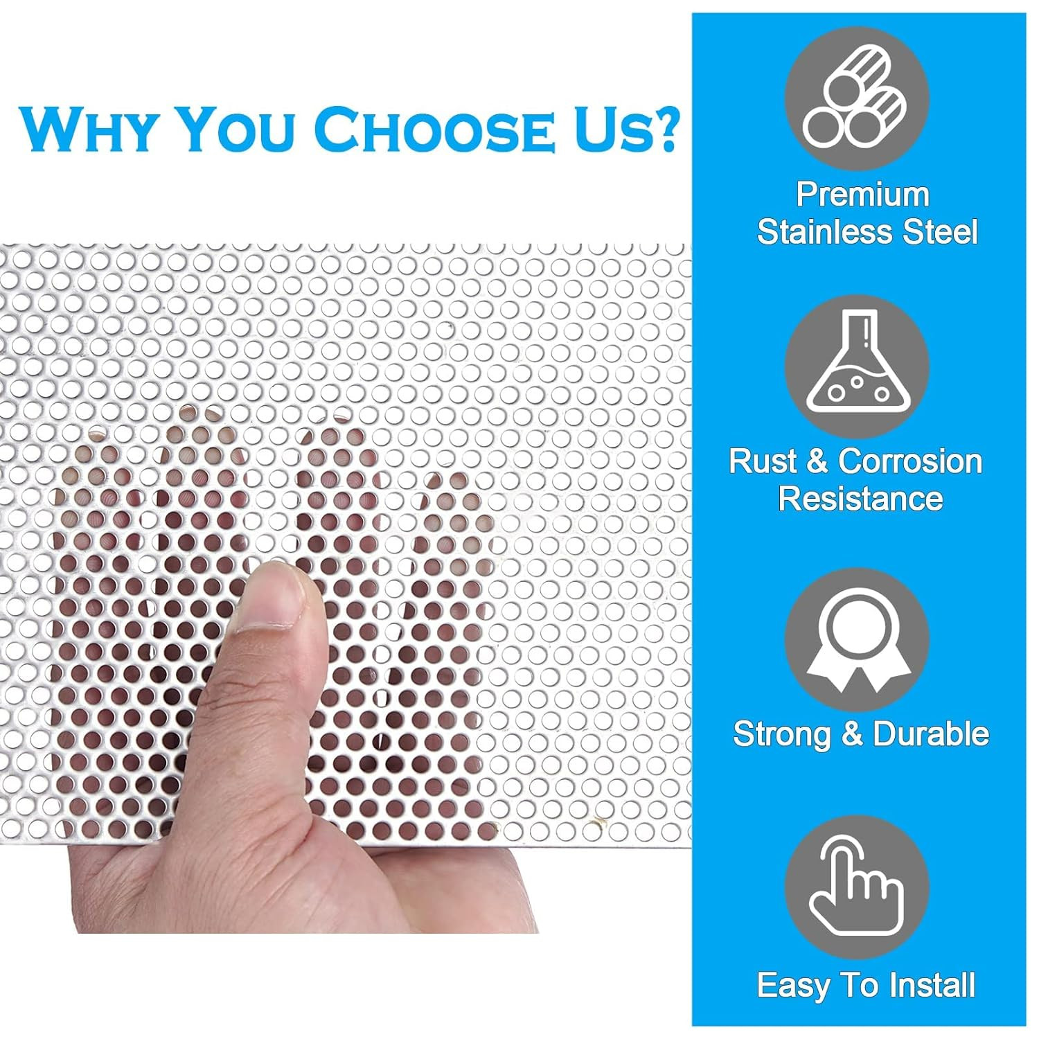 Perforated Metal Sheet – Perforated Stainless Steel Sheet, 11.8″ X 11.8″