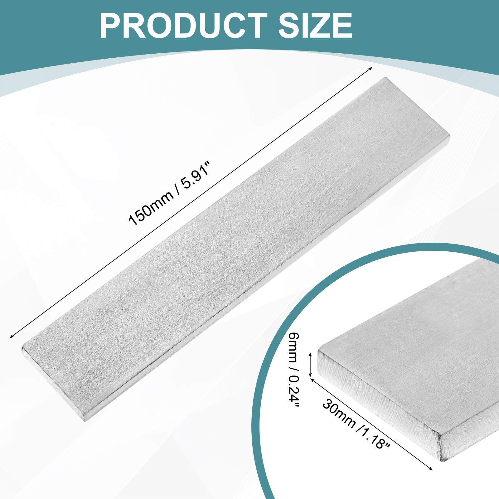 316 Stainless Steel Flat Bar, 1/4″ Thickness 1-3/16″ Width 6″ Length Metal Bar