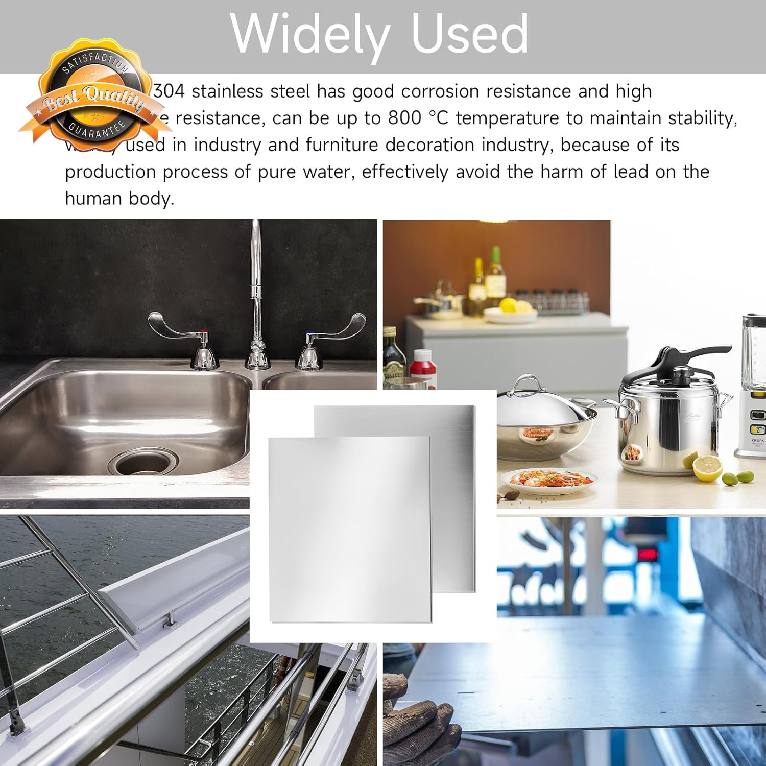 304 Stainless Steel Sheet 12×12 Inch 1/8 Thickness Plate Protective Film