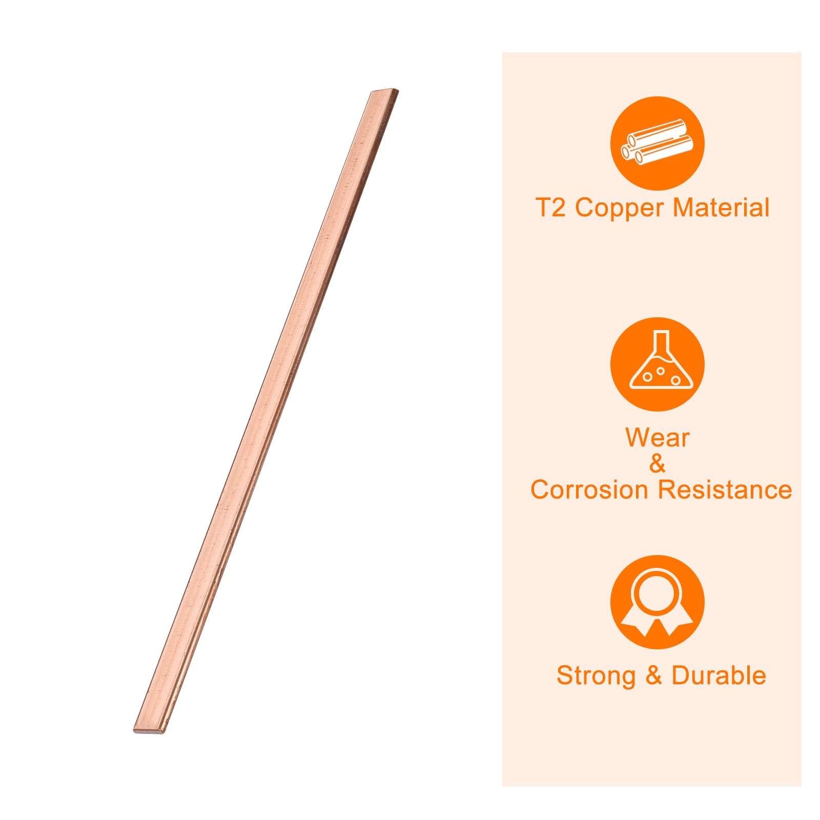 Copper Flat Bar 0.12″ Thickness x 0.39″ Width x 7.87″ Length Copper Bar Stock