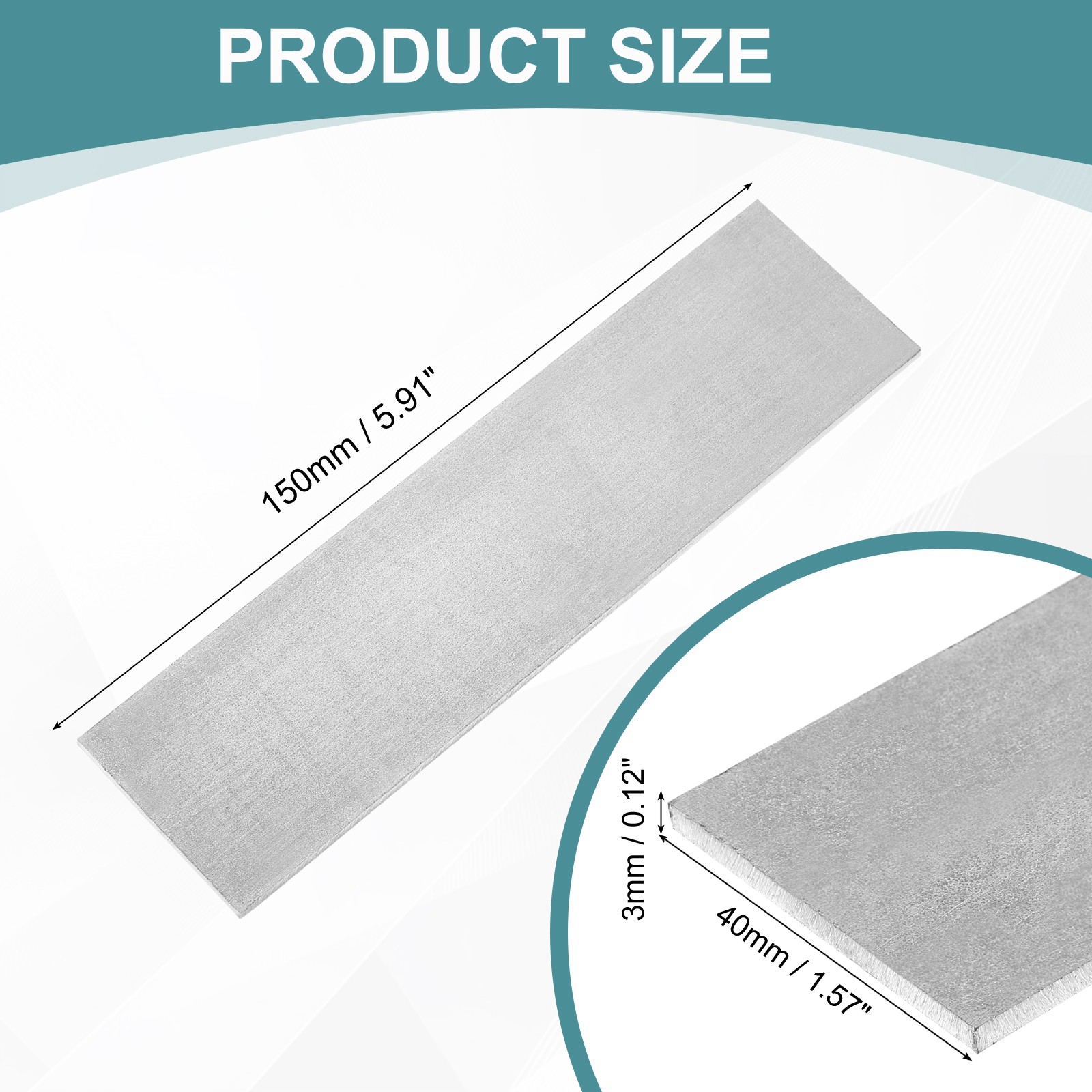 1/8″ Thickness 1-9/16″ Width 6″ Length 316 Stainless Steel Flat Bar Metal Bar